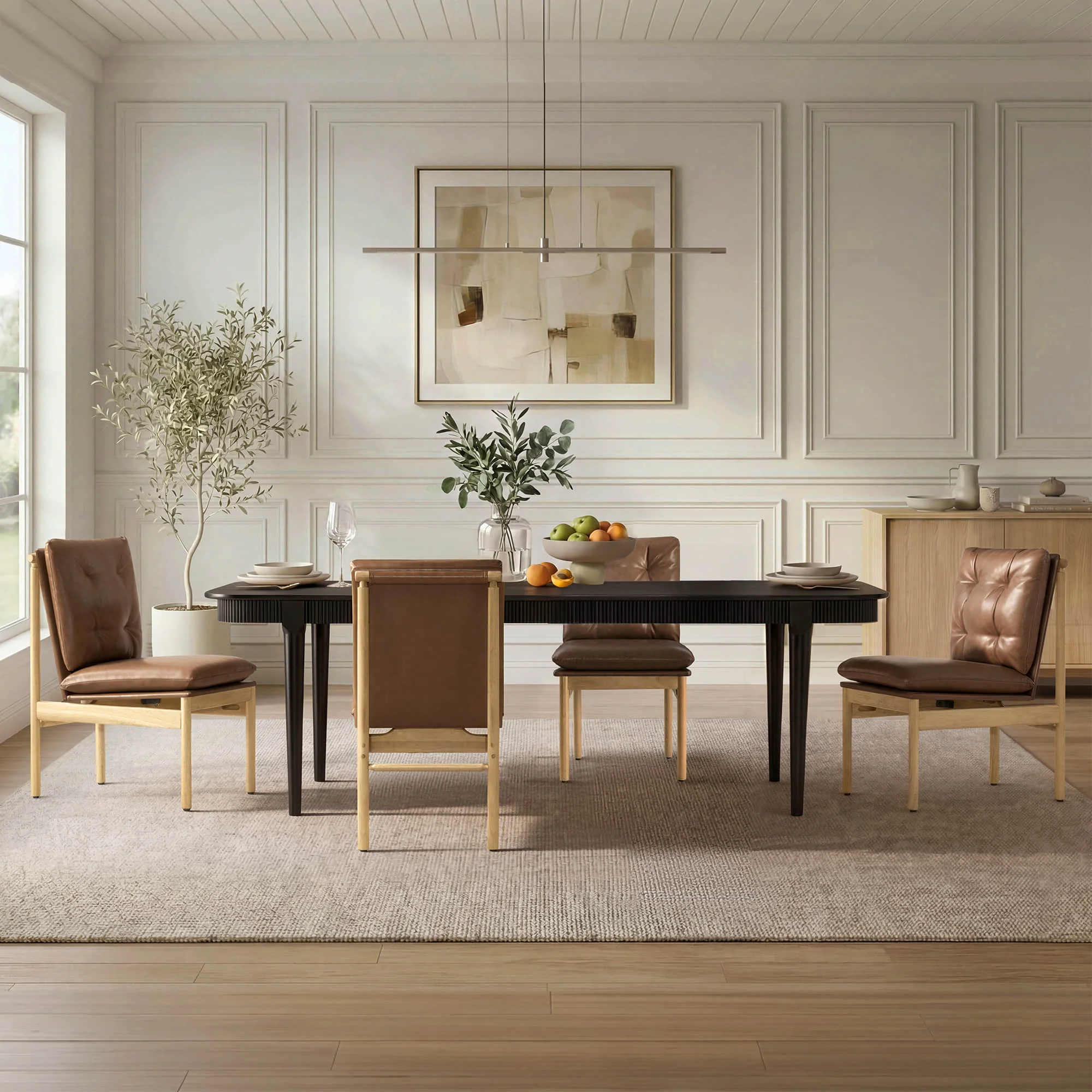 46.9" Nala Rectangular Fluted Wood Dining Table - Image 10