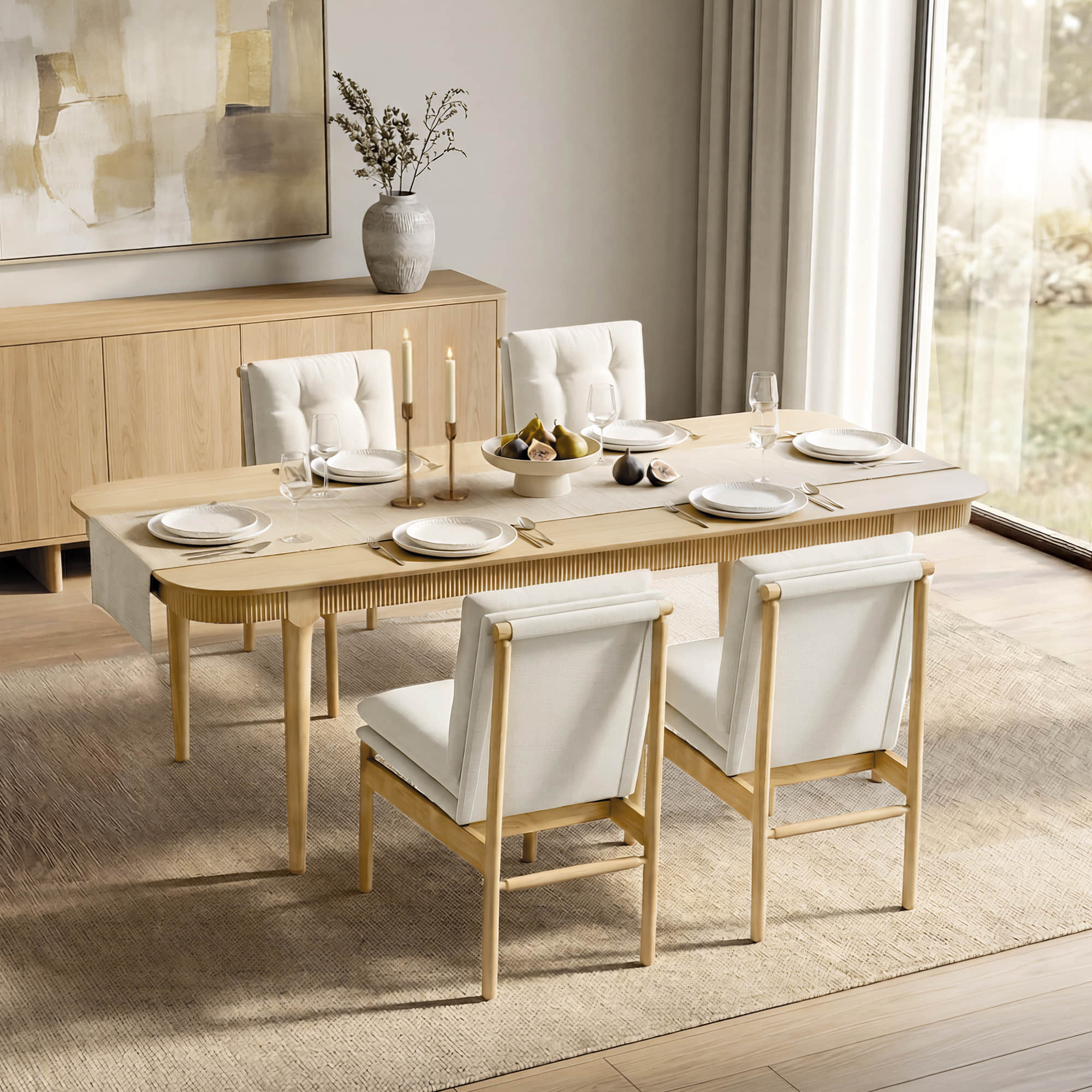 46.9" Nala Rectangular Fluted Wood Dining Table - Image 3