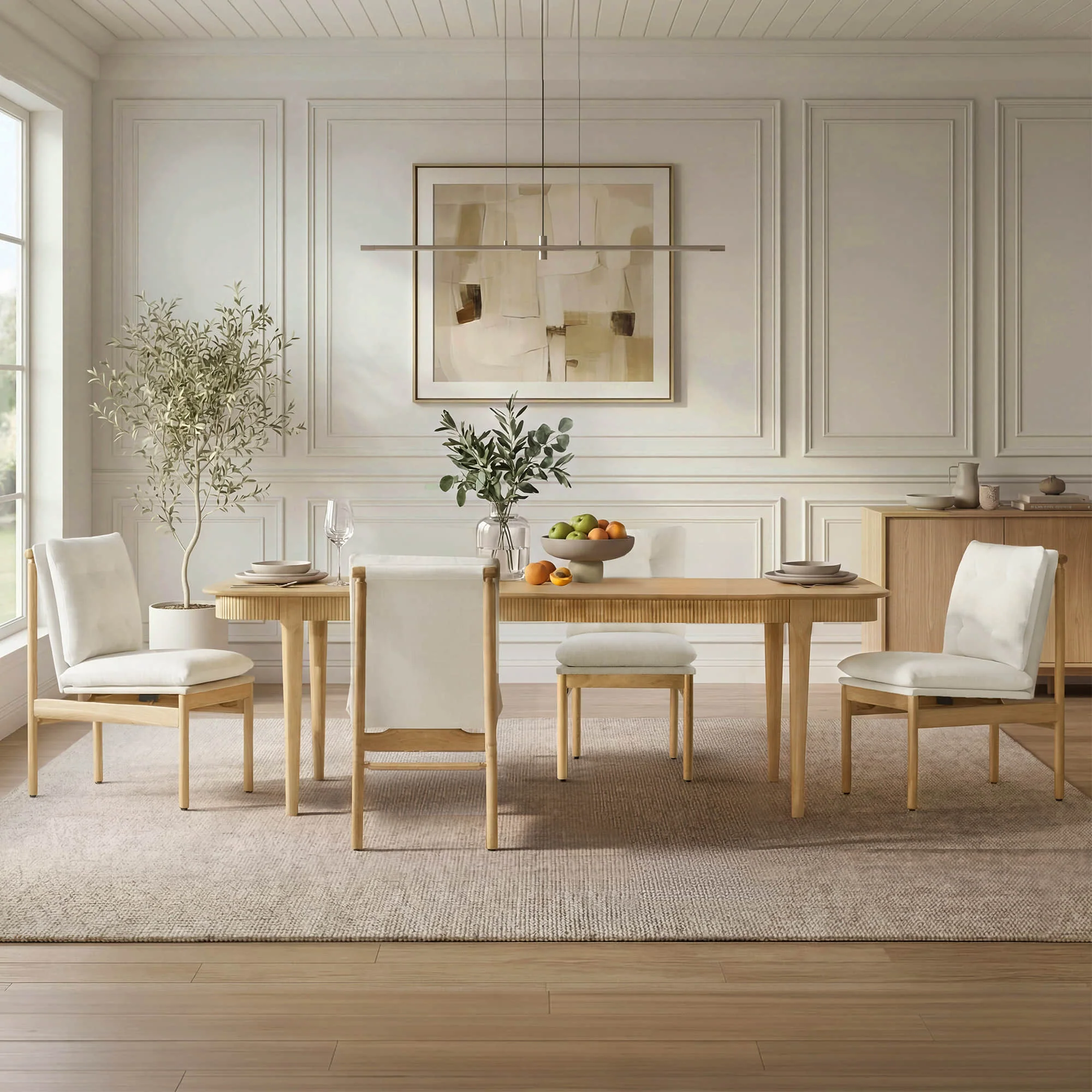 46.9" Nala Rectangular Fluted Wood Dining Table - Image 4