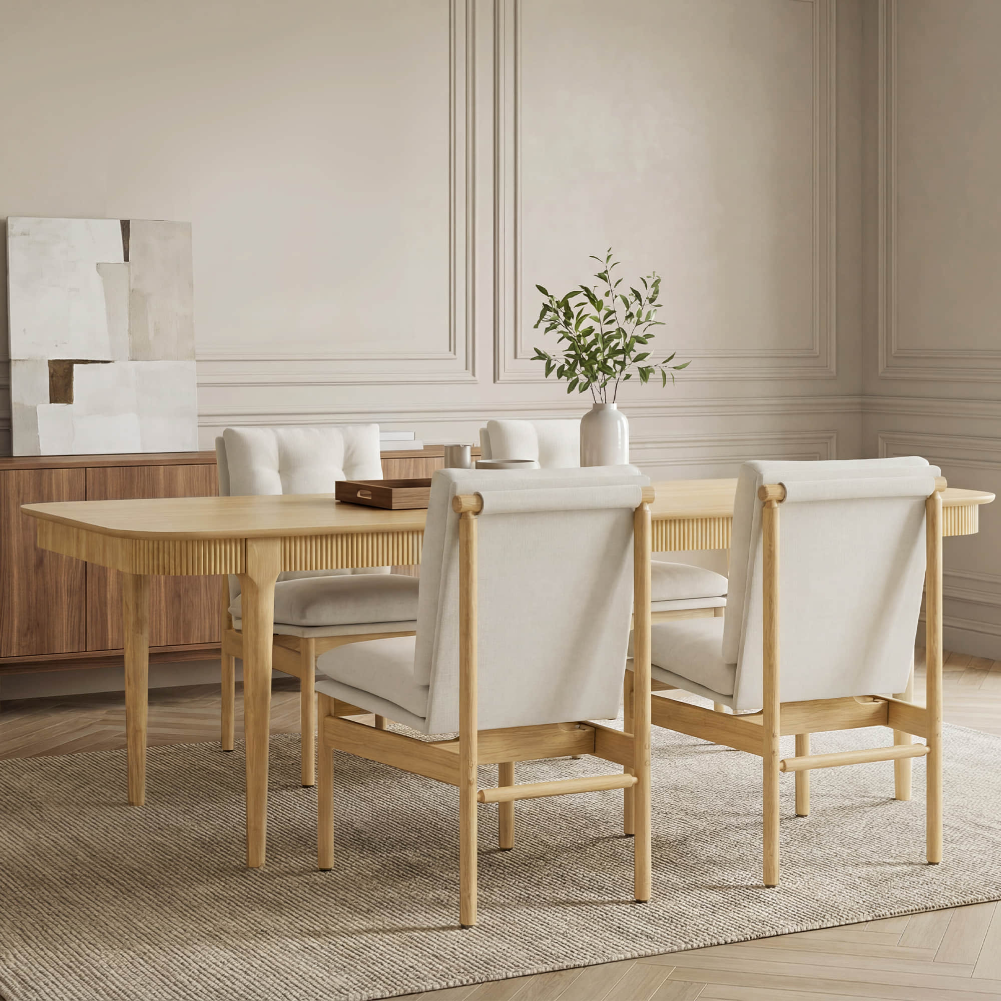 46.9" Nala Rectangular Fluted Wood Dining Table - Image 6