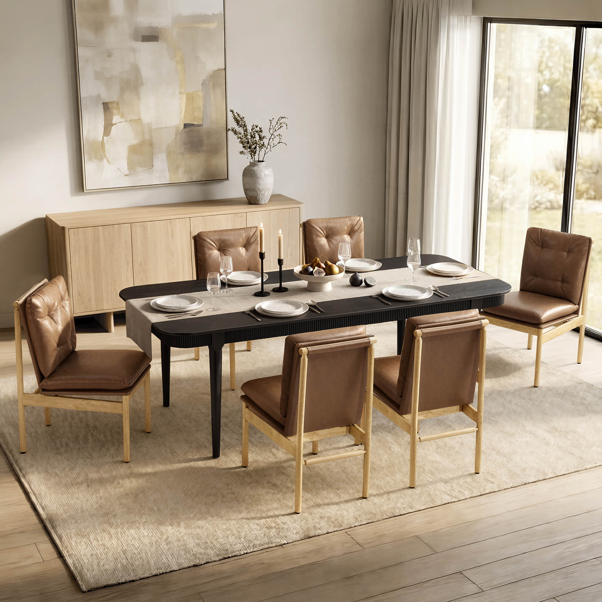 46.9" Nala Rectangular Fluted Wood Dining Table - Image 7