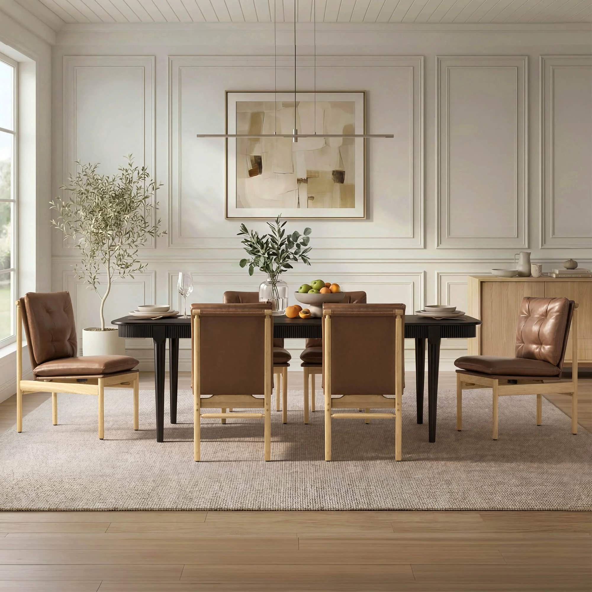 46.9" Nala Rectangular Fluted Wood Dining Table - Image 9