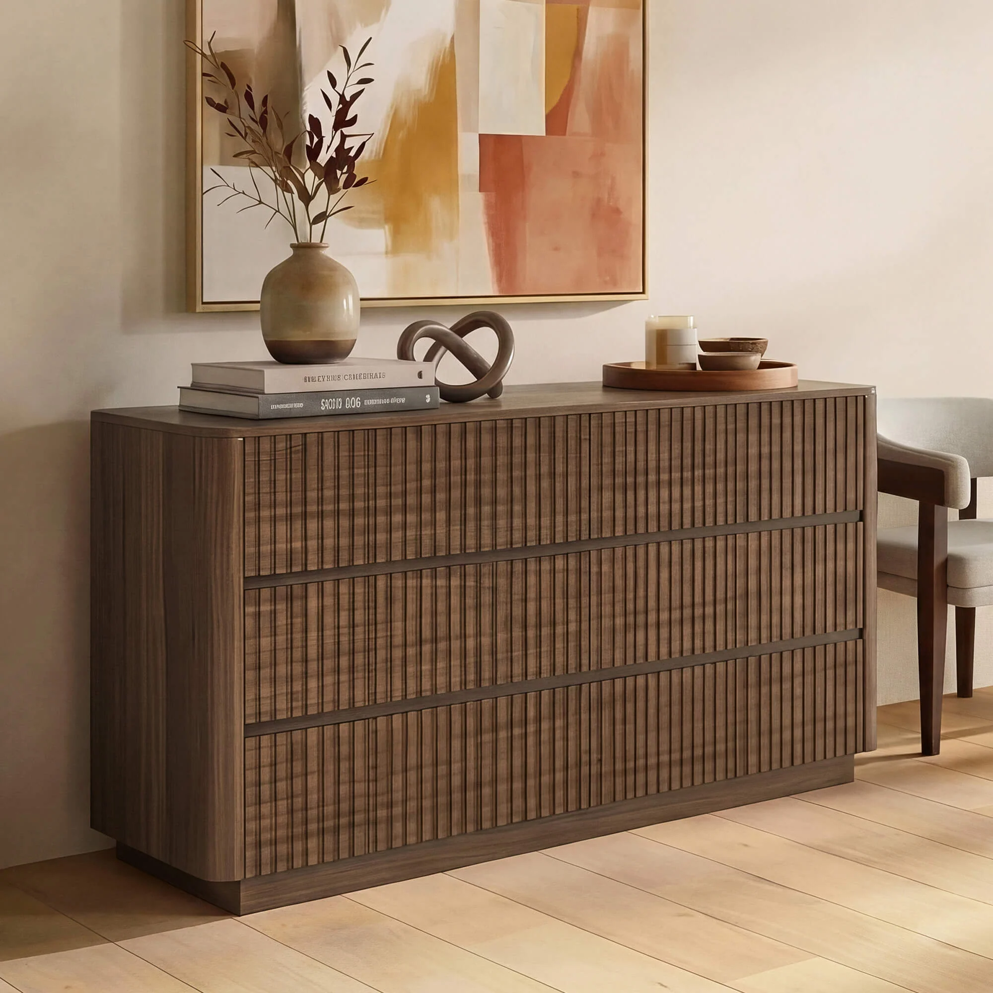 46" Coral 6-Drawer Fluted Double Dresser Sideboard - Image 3