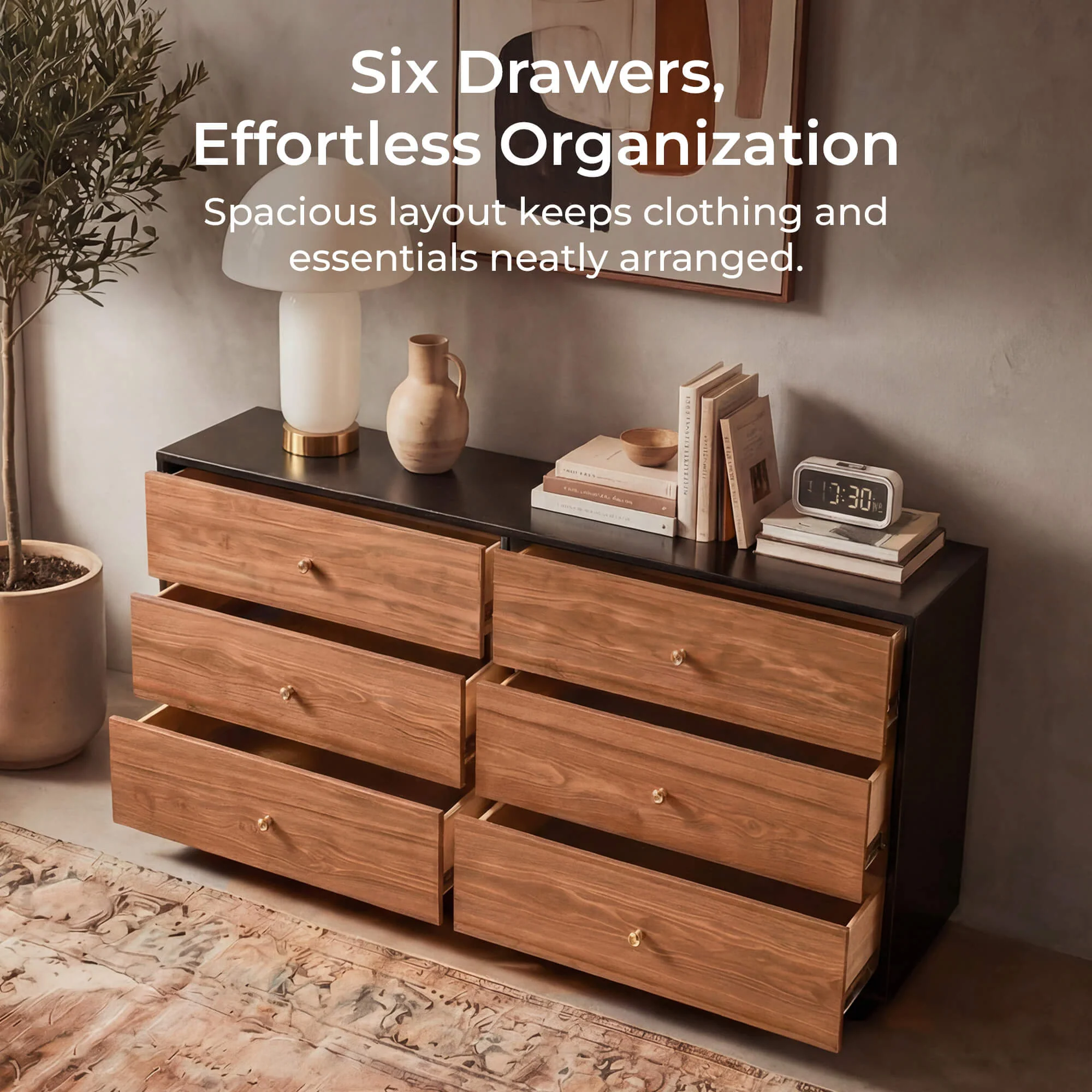 48" Vanessa 6-Drawer Wood Double Dresser Sideboard - Image 15