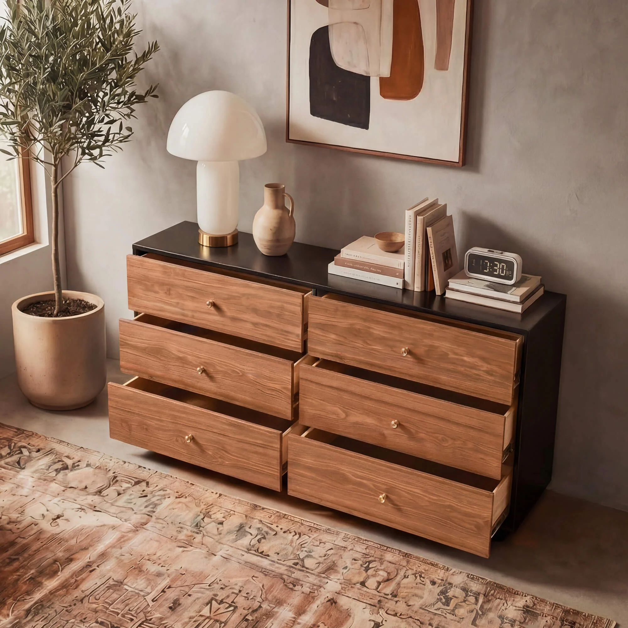 48" Vanessa 6-Drawer Wood Double Dresser Sideboard - Image 4