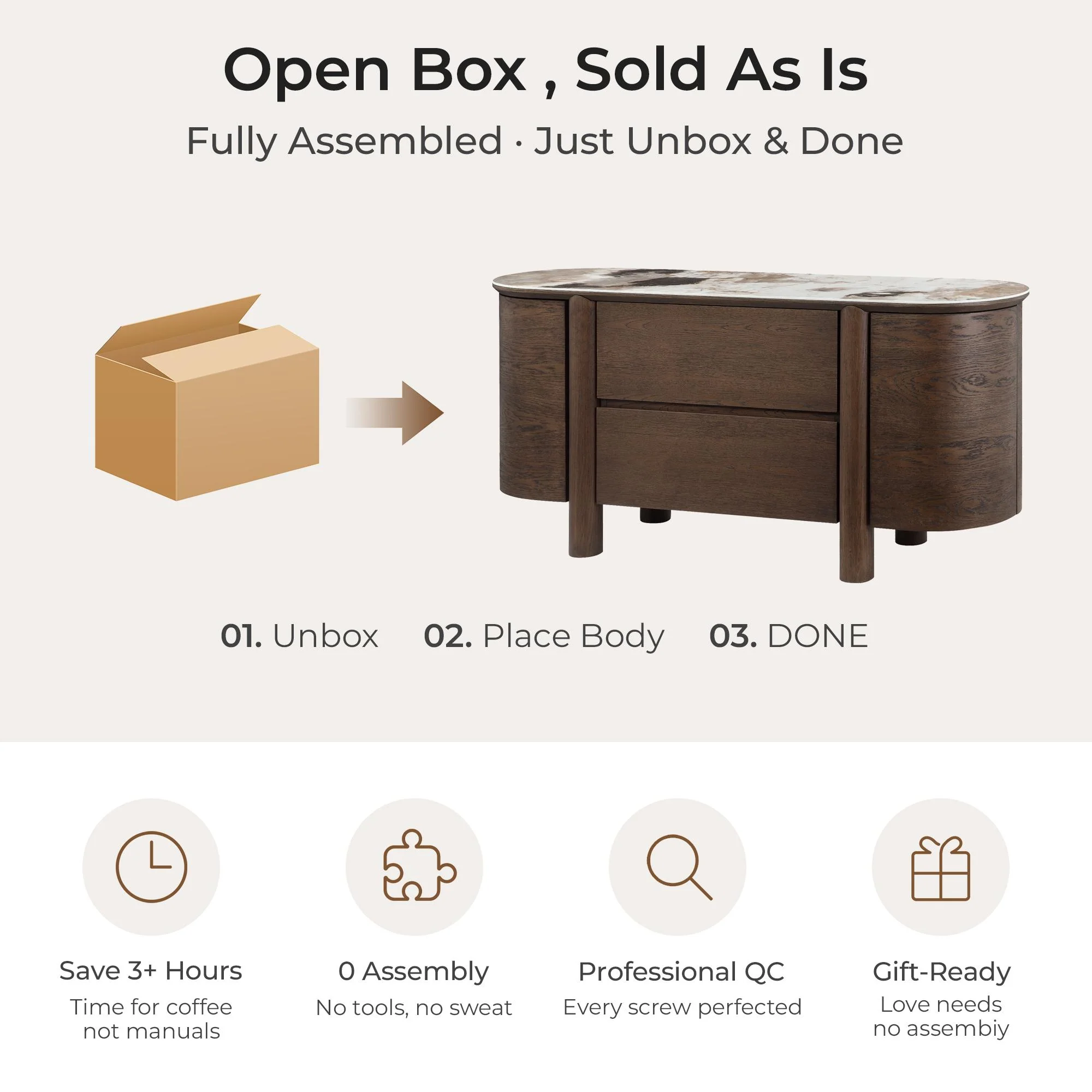 63" Barry Mid-Century Sideboard with Sintered Stone Top - Image 5