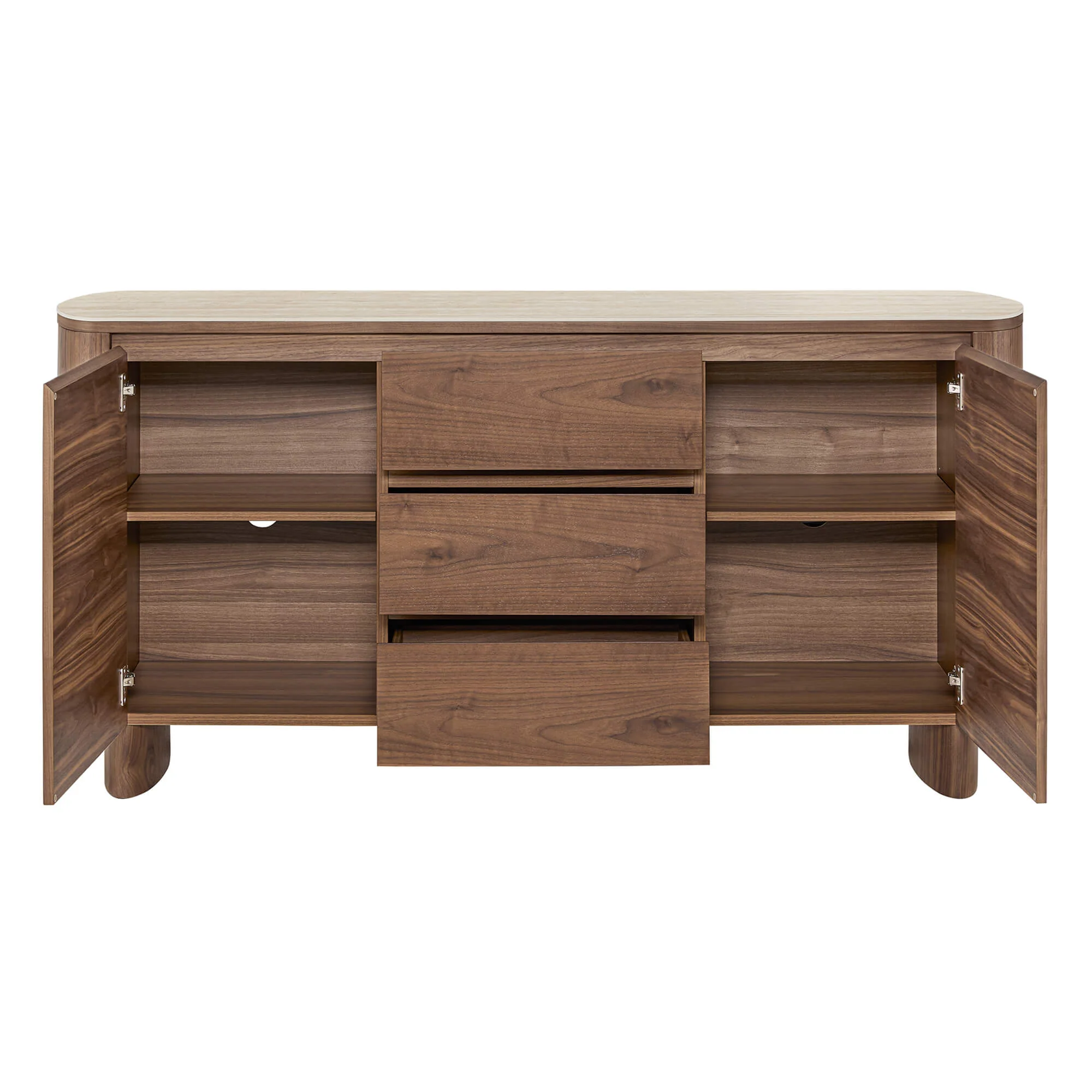 63" Chad Mid-Century Natural Wood Sideboard Buffet with Doors - Image 10