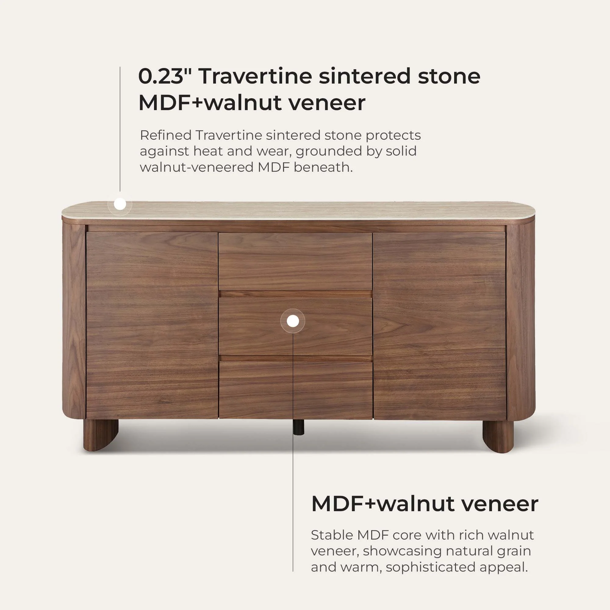 63" Chad Mid-Century Natural Wood Sideboard Buffet with Doors - Image 18