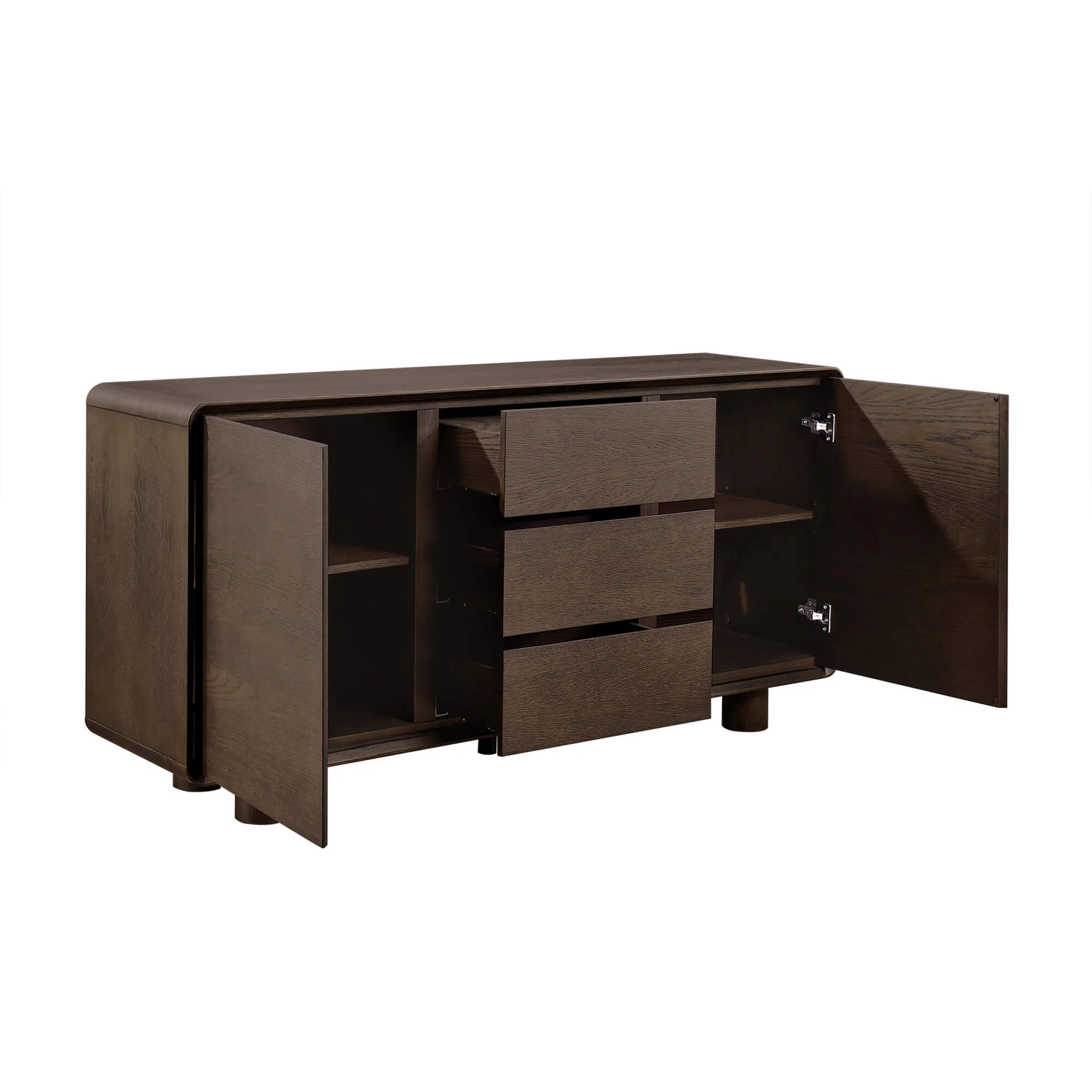 63" Eason Vintage White Oak Coffee Sideboard Buffet - Image 11