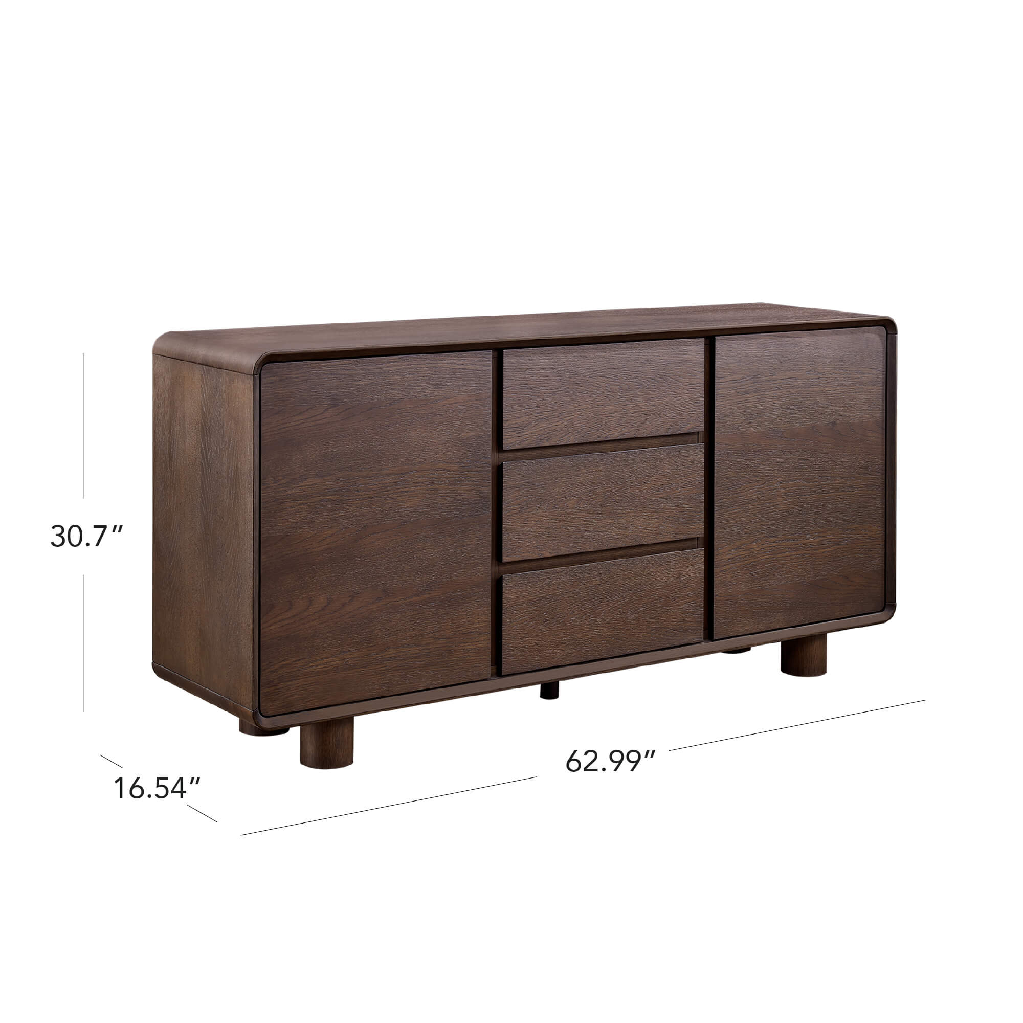 63" Eason Vintage White Oak Coffee Sideboard Buffet - Image 15