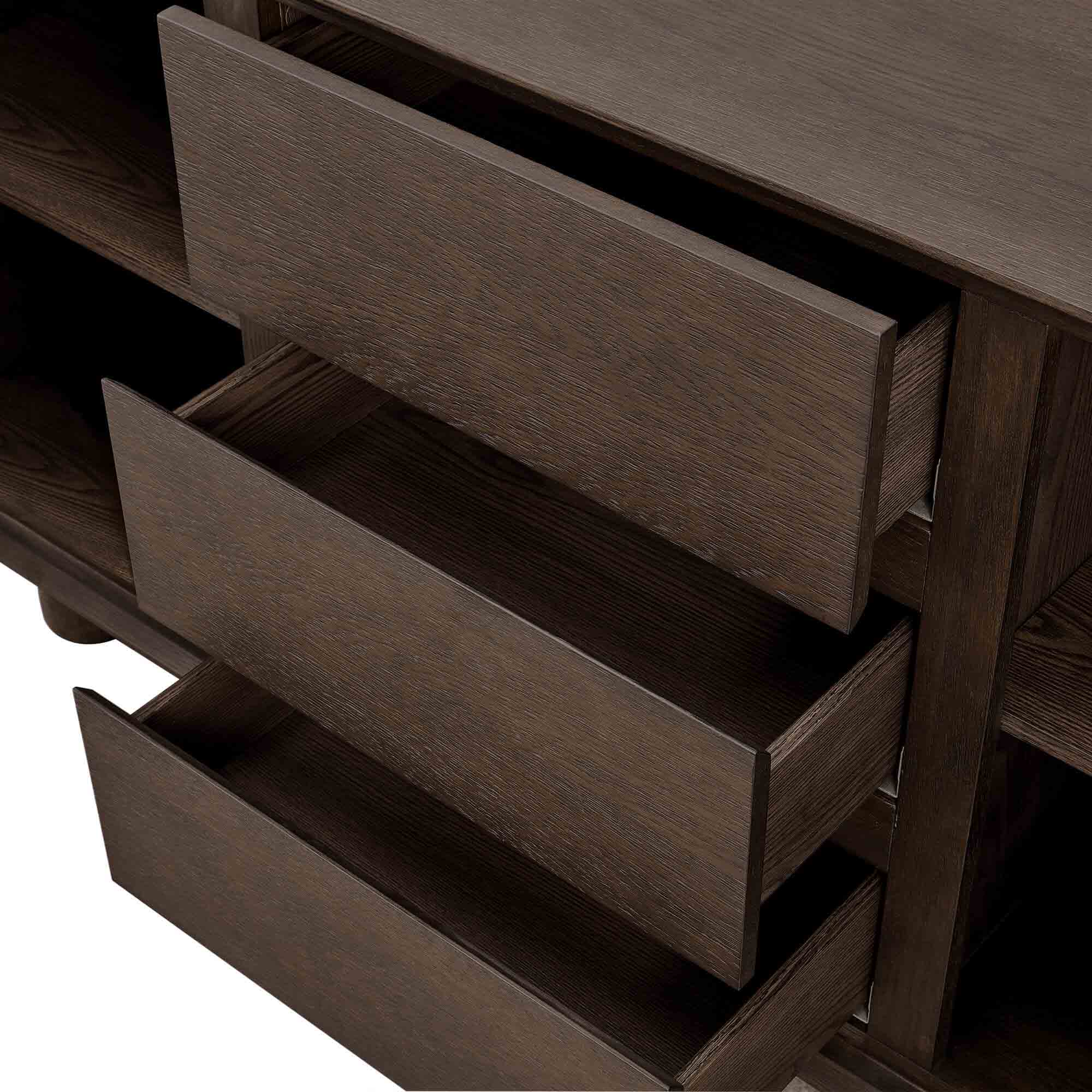 63" Eason Vintage White Oak Coffee Sideboard Buffet - Image 8