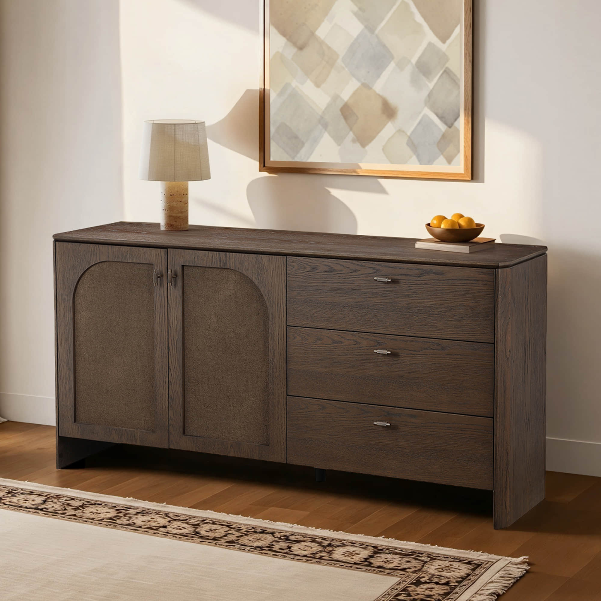 63" Hazel Vintage Wood Sideboard with Drawers - Image 4