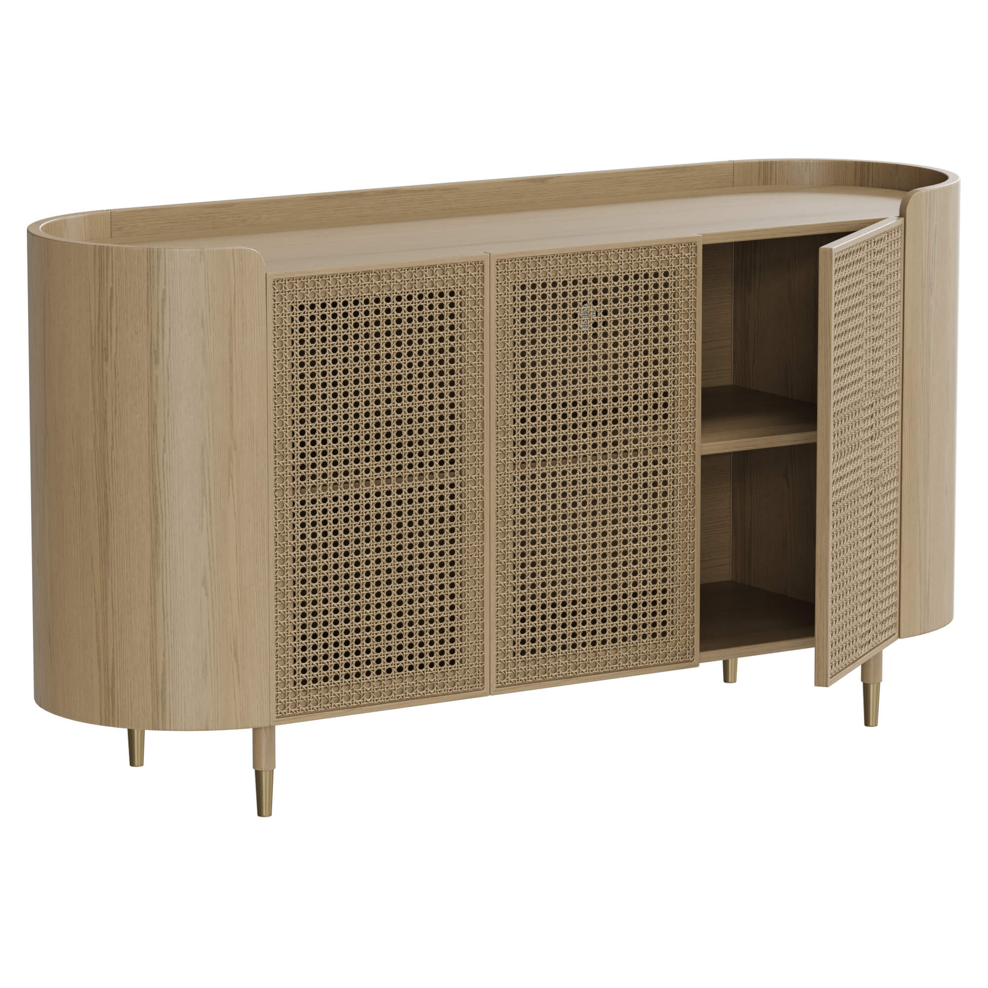 63" Renee Scandinavian Sideboard with Woven Rattan - Image 10