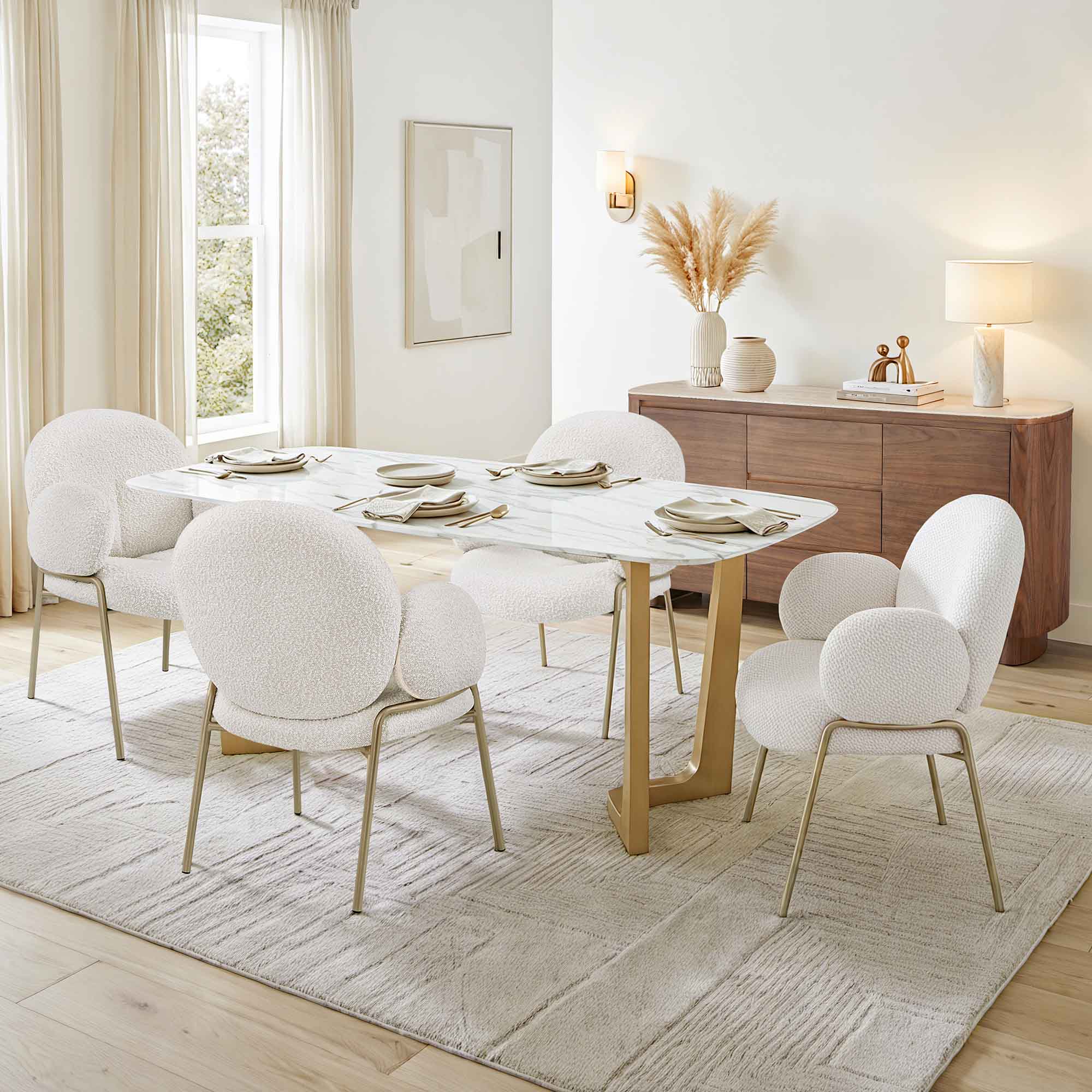 63" Teresa Marble Dining Table with U-Shaped Base - Image 2