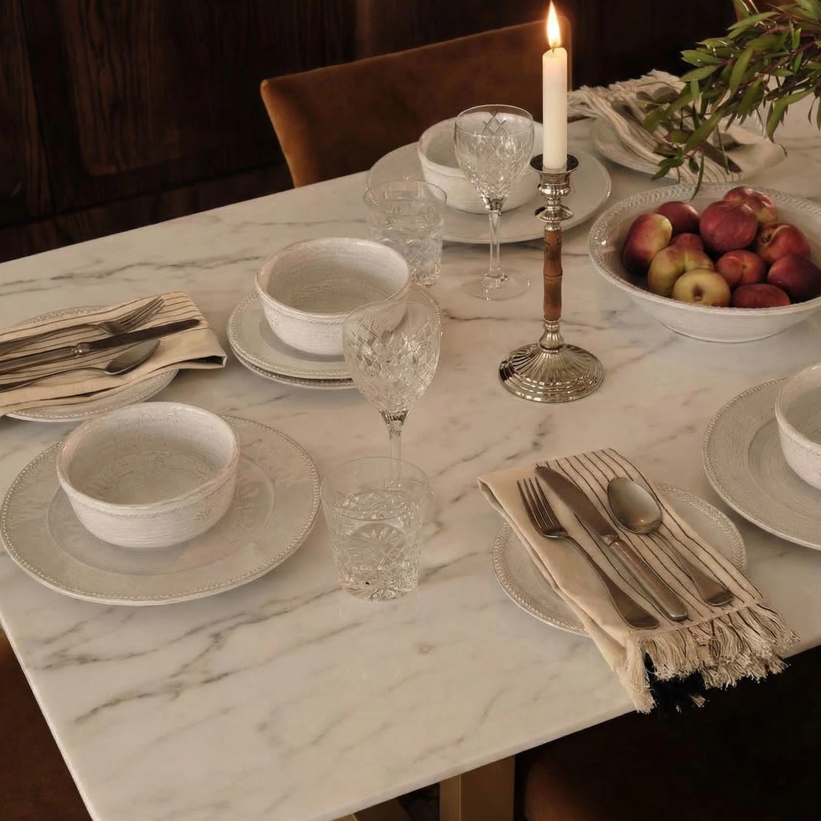 63" Teresa Marble Dining Table with U-Shaped Base - Image 3
