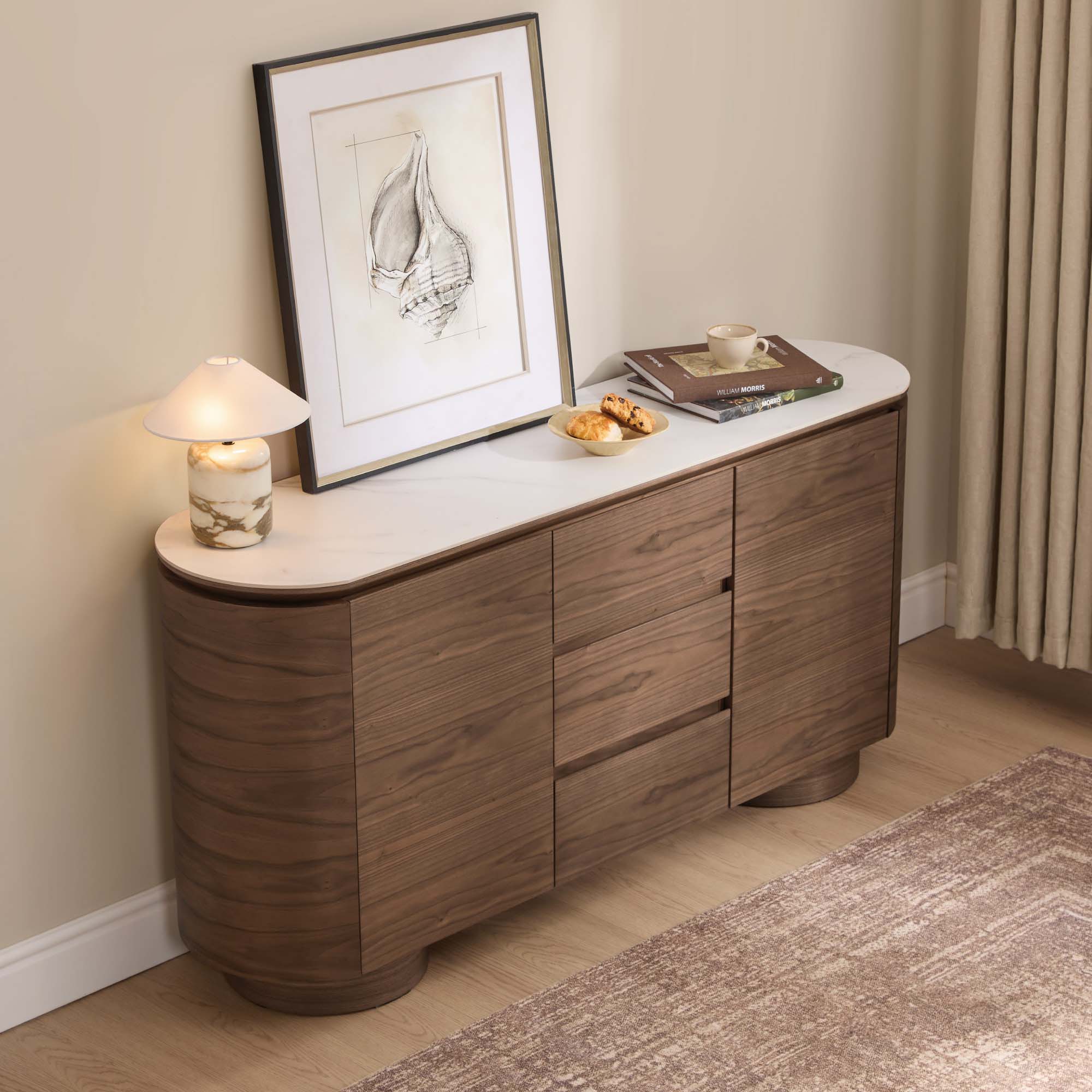63" Todd Walnut Sideboard with Cylindrical Base - Image 17