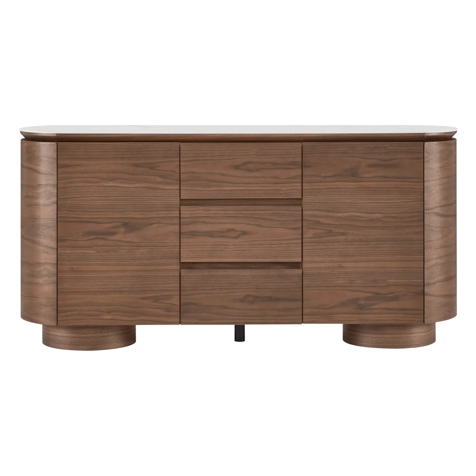 63" Todd Walnut Sideboard with Cylindrical Base - Image 3