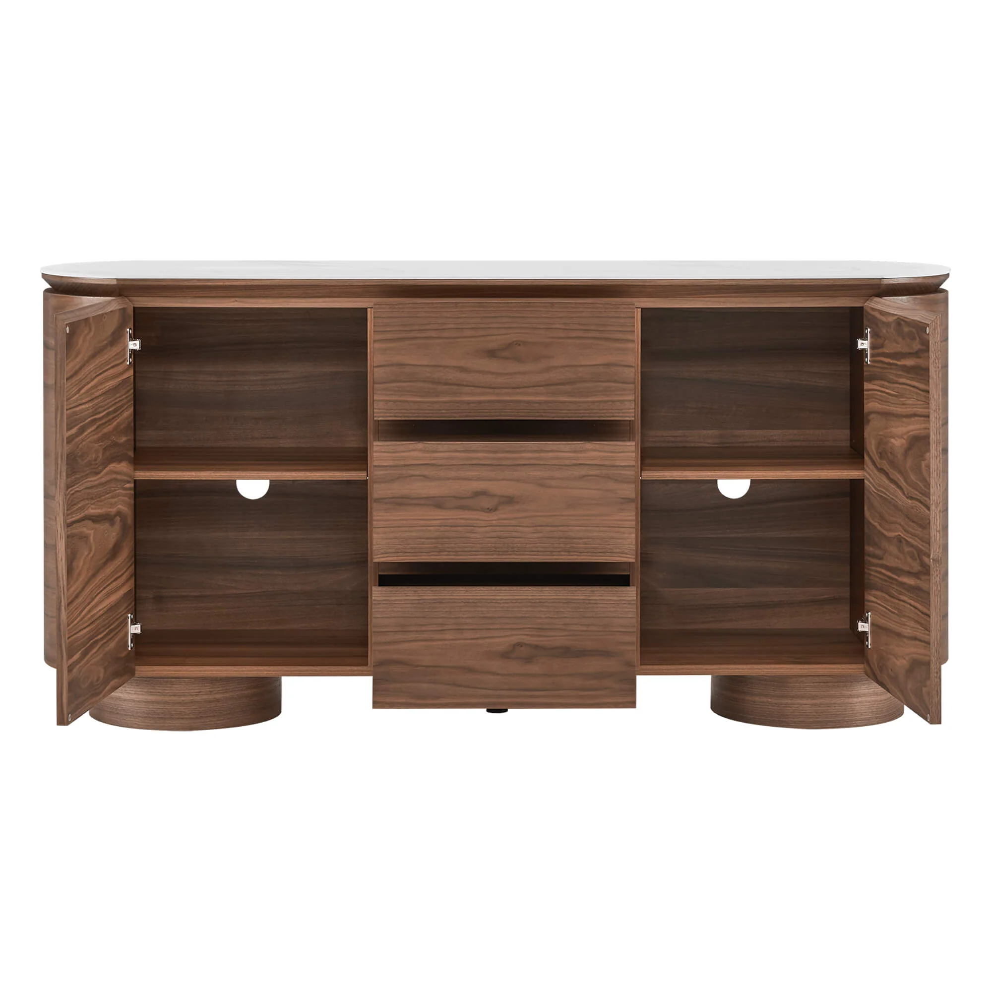 63" Todd Walnut Sideboard with Cylindrical Base - Image 6