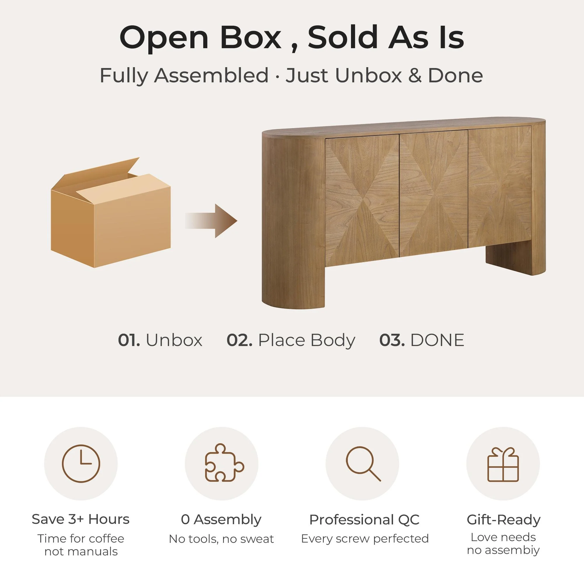 67'' Bryan Solid Wood Push-to-Open Sideboard - Image 9
