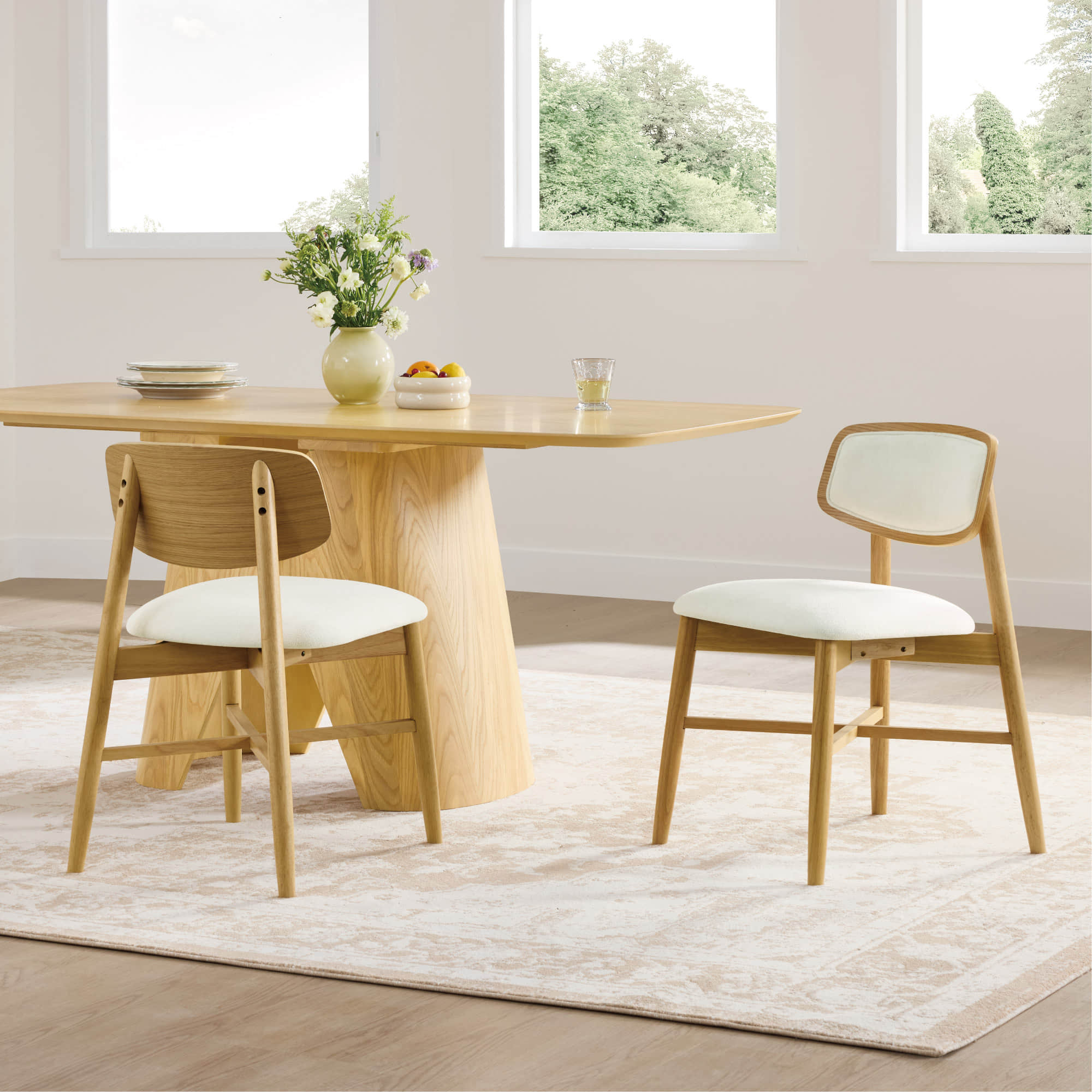 70.9" Elowen Sculptural Wood Base Dining Table Set - Image 23