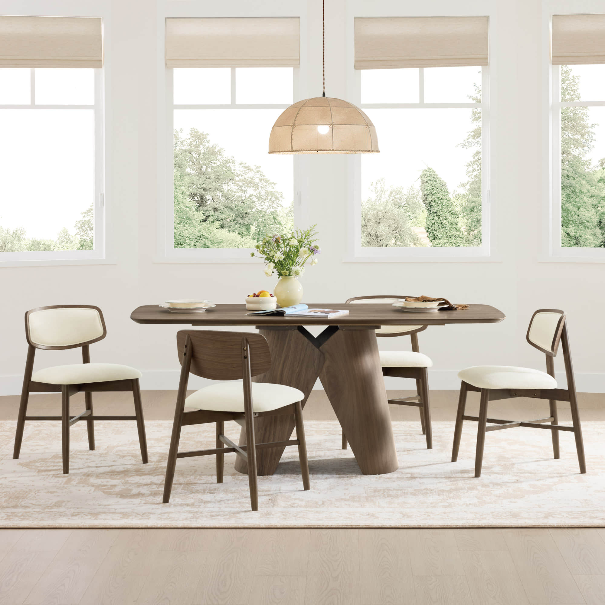 70.9" Elowen Sculptural Wood Base Dining Table Set - Image 25