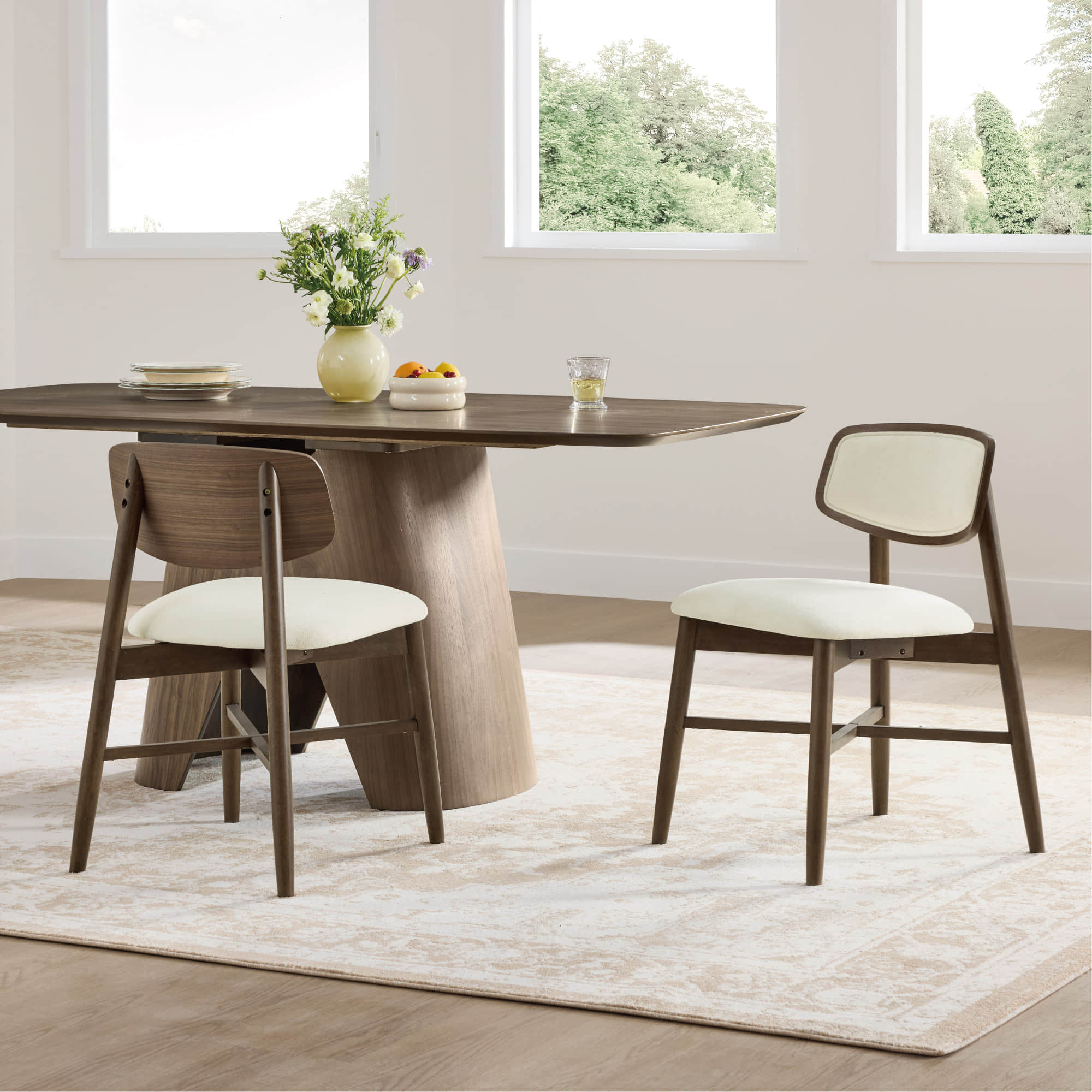 70.9" Elowen Sculptural Wood Base Dining Table Set - Image 27