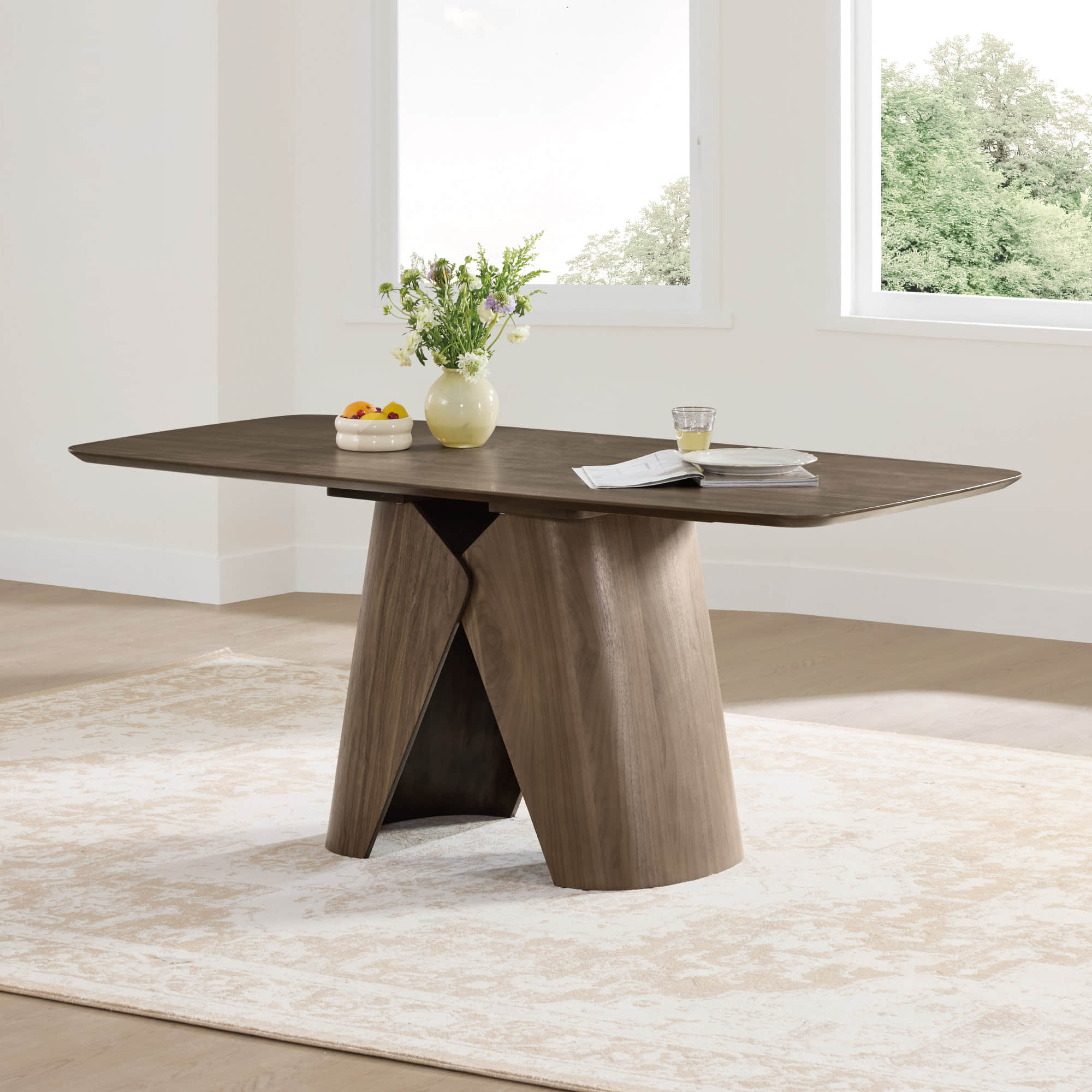70.9" Elowen Sculptural Wood Base Dining Table Set - Image 7