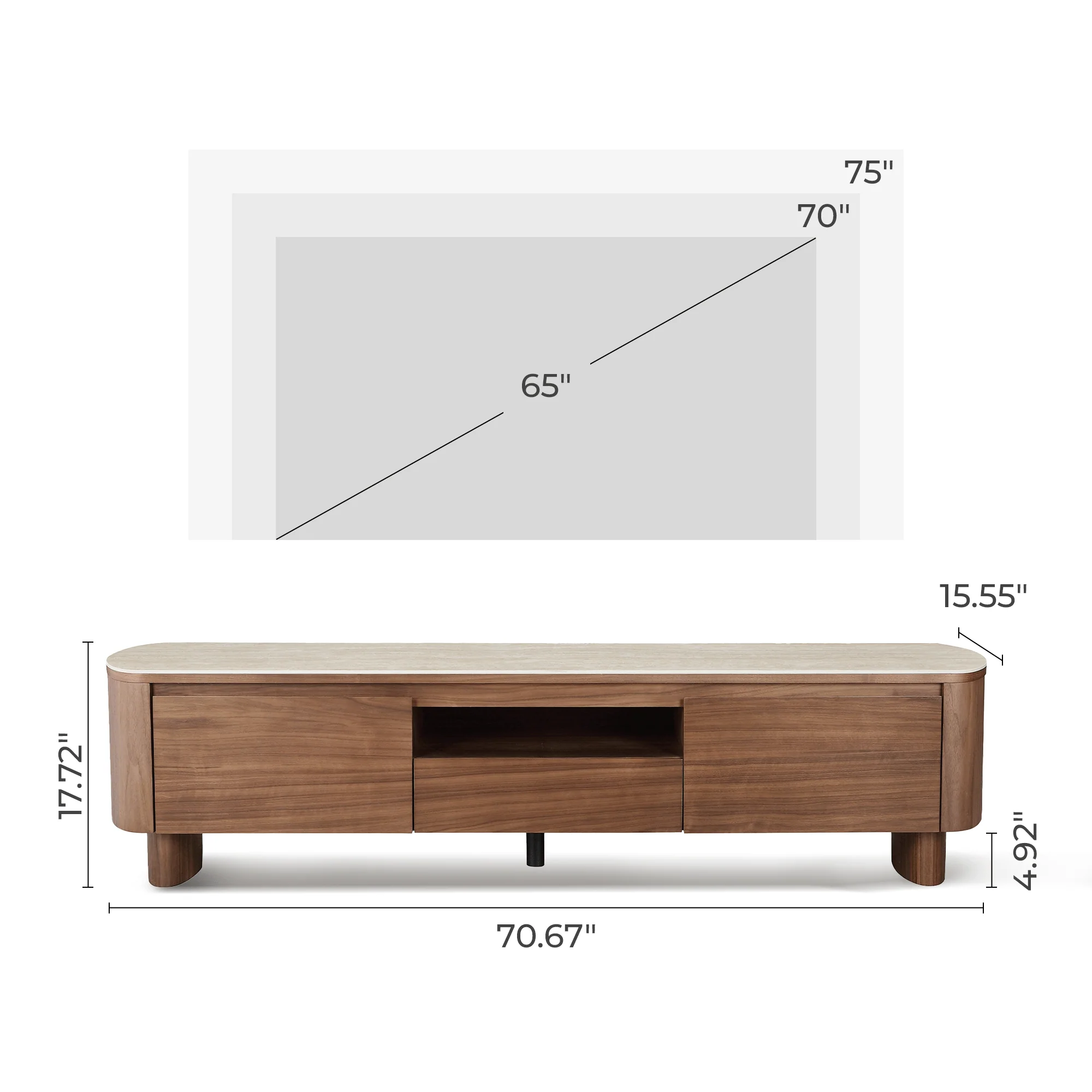 71" Chad Classic Open Shelf Functional TV Stand with Drawer - Image 18
