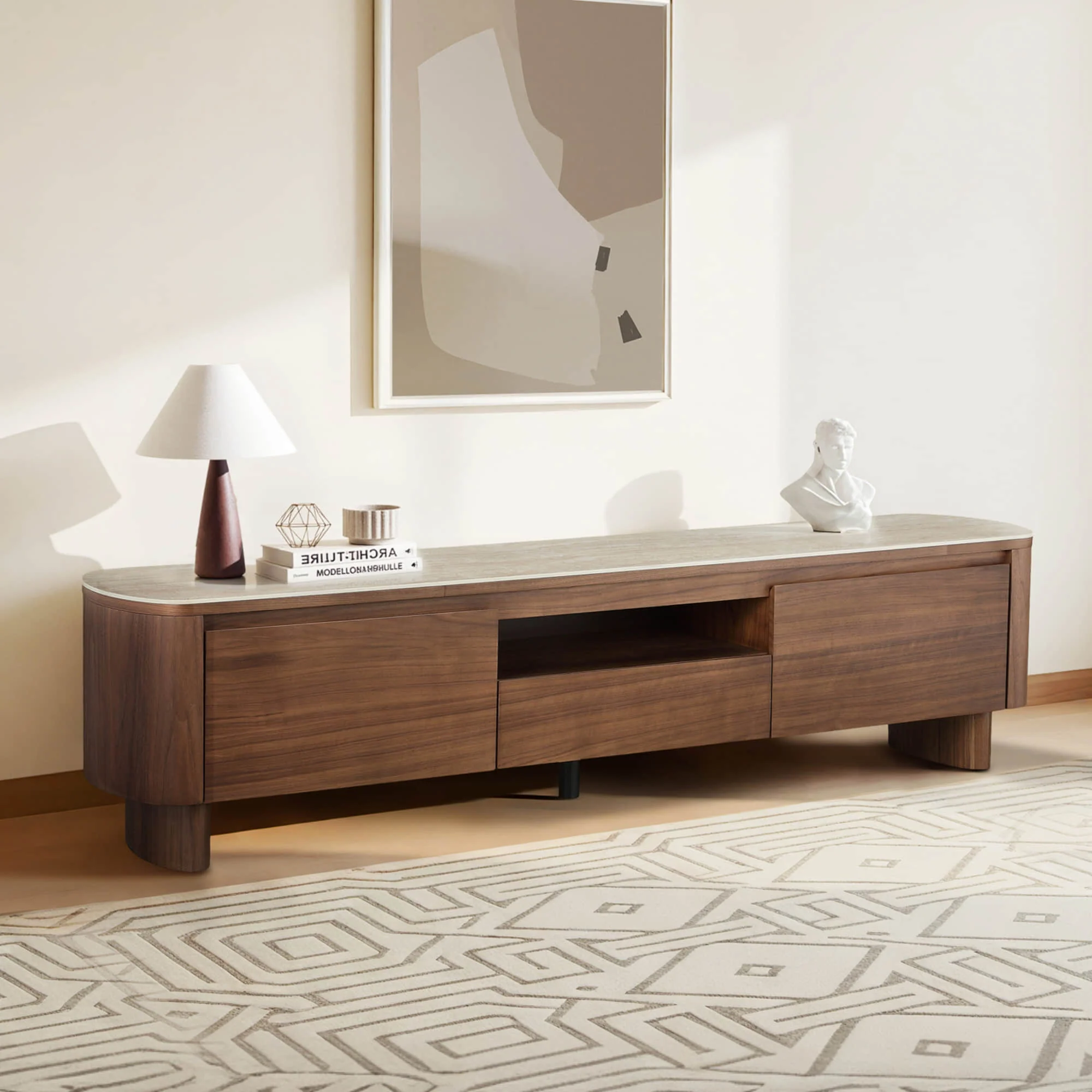 71" Chad Classic Open Shelf Functional TV Stand with Drawer - Image 6