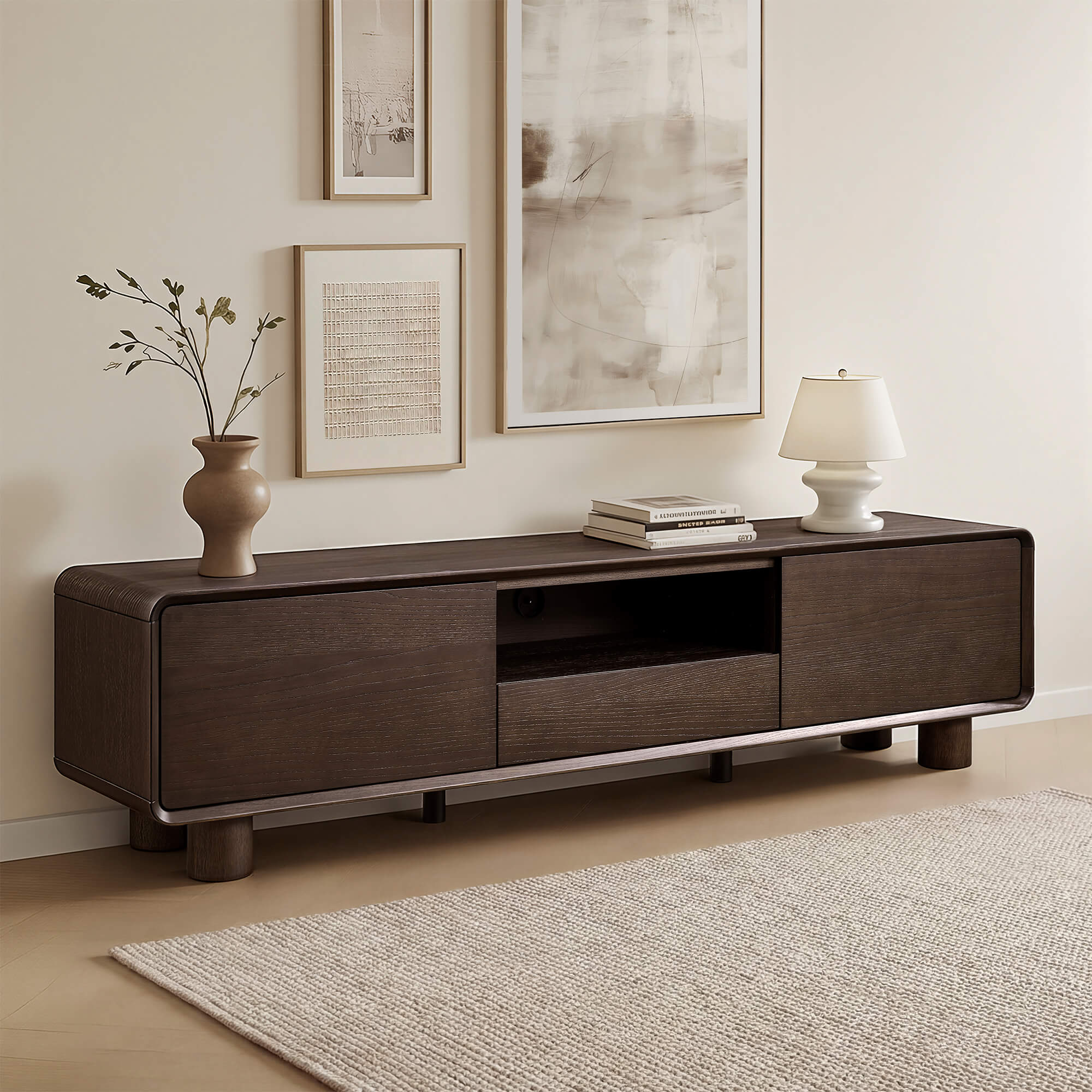71" Eason Vintage Oak TV Stand with Drawers - Image 4