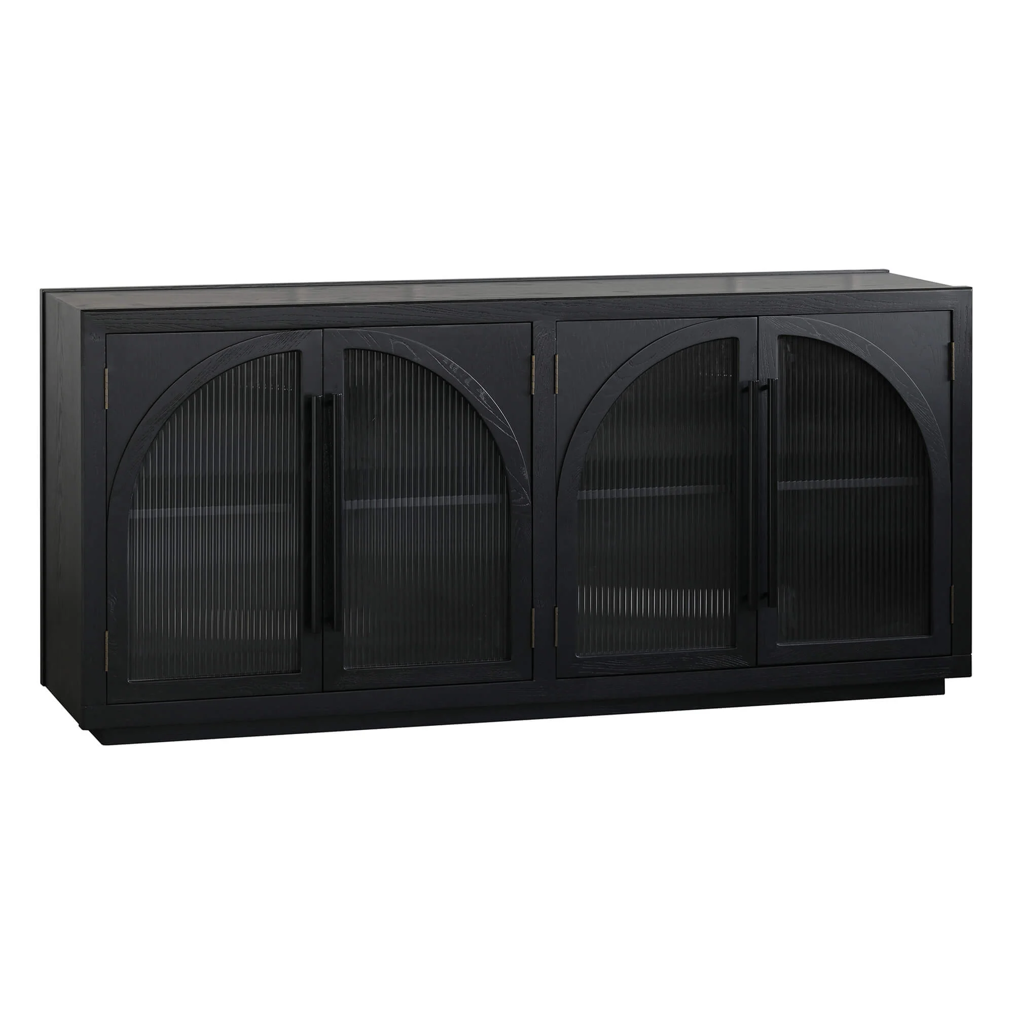 71'' Kyle 4-Door Black Solid Wood Display Sideboard - Image 5