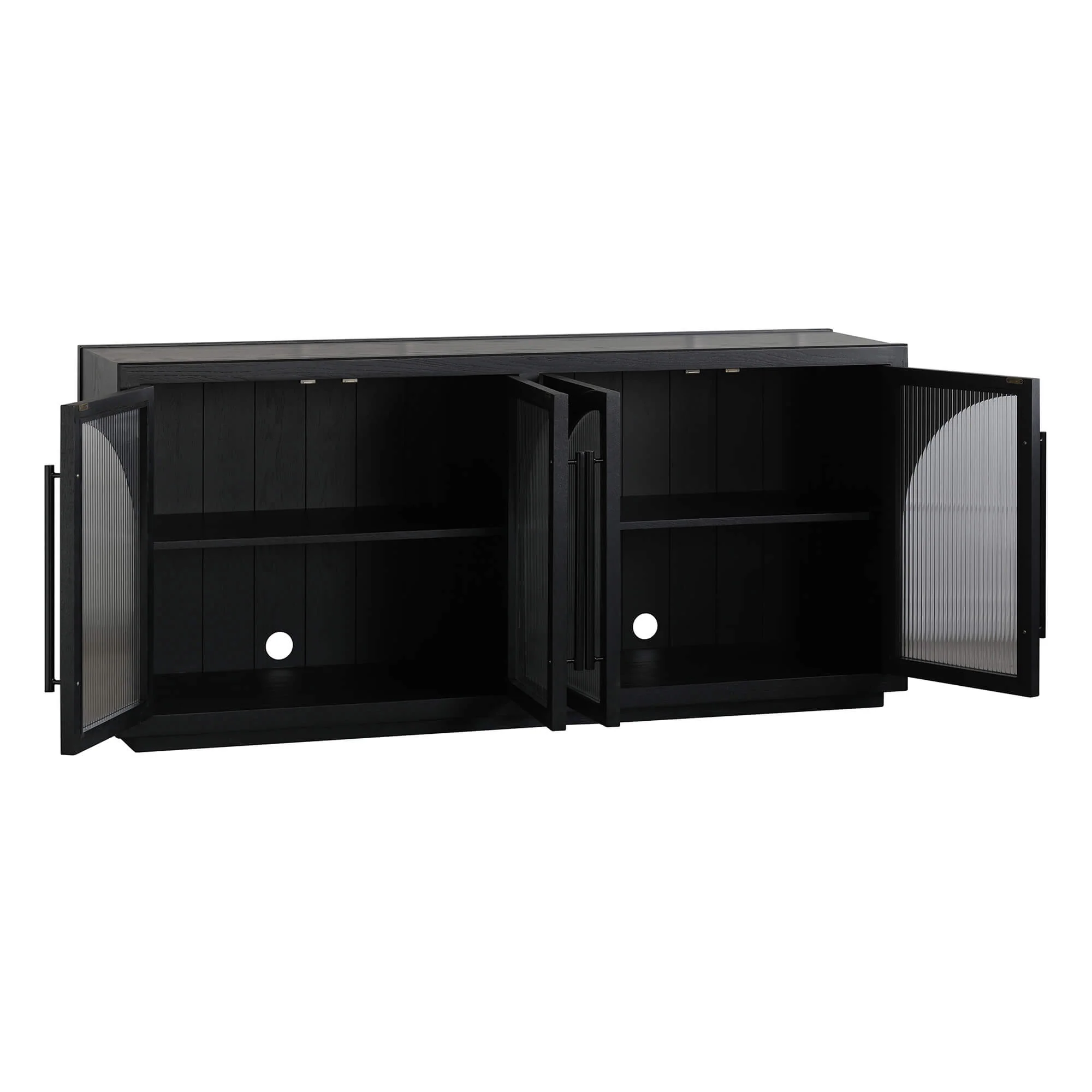71'' Kyle 4-Door Black Solid Wood Display Sideboard - Image 6