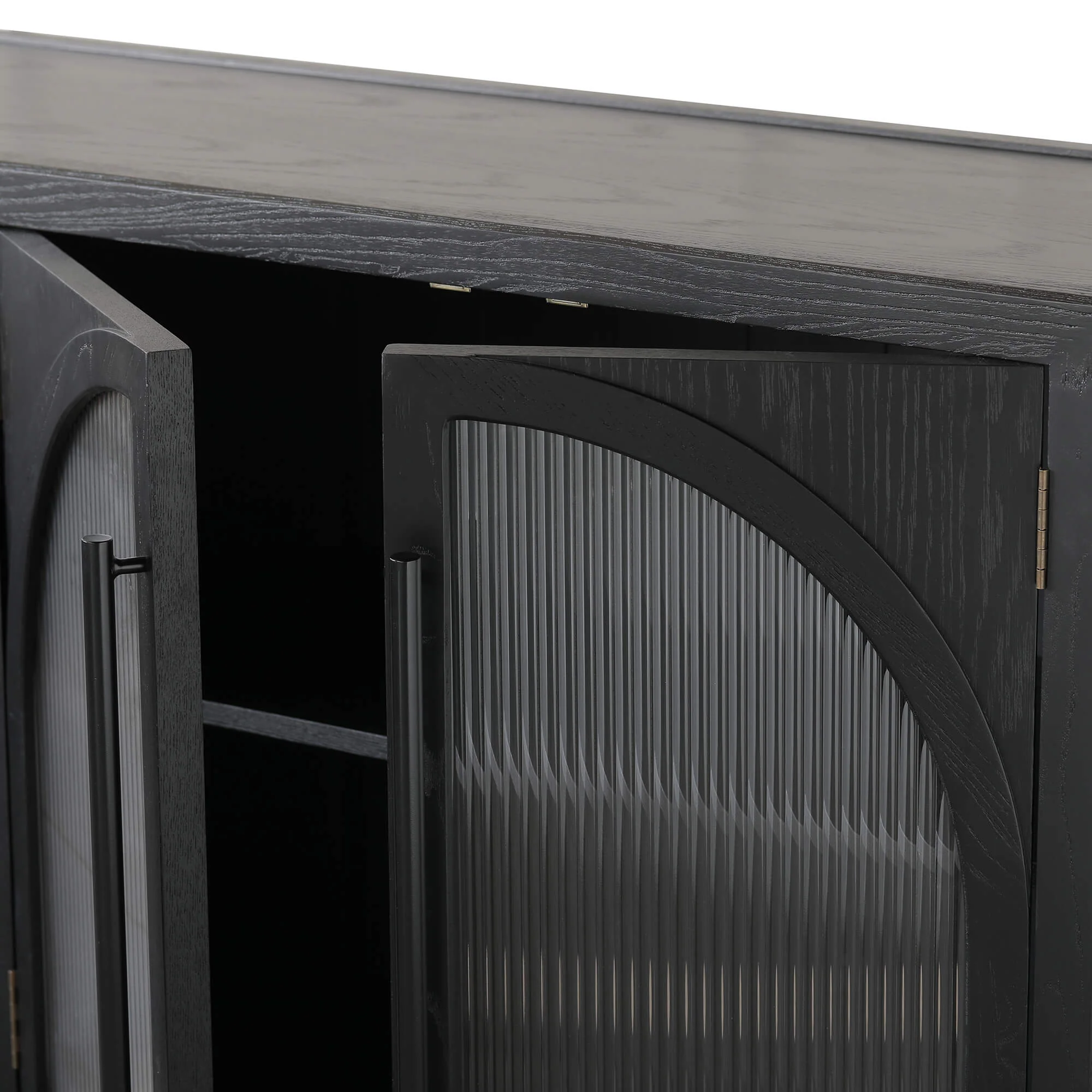 71'' Kyle 4-Door Black Solid Wood Display Sideboard - Image 8