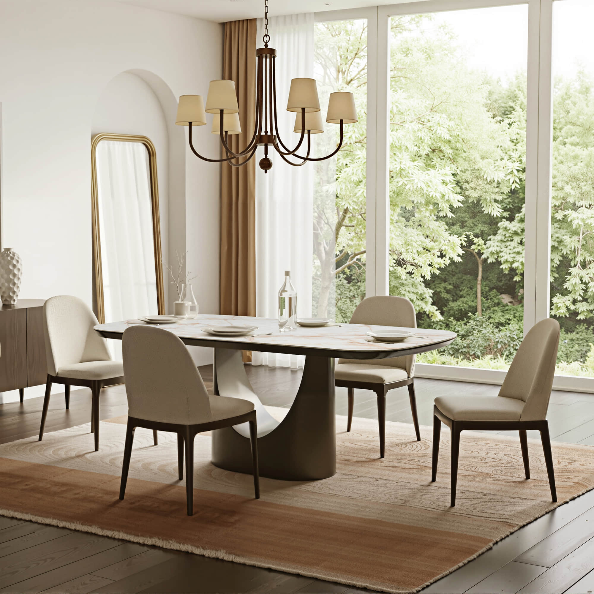 71” Layla Sintered Stone Elegant Soft-Corner Dining Table - Image 5