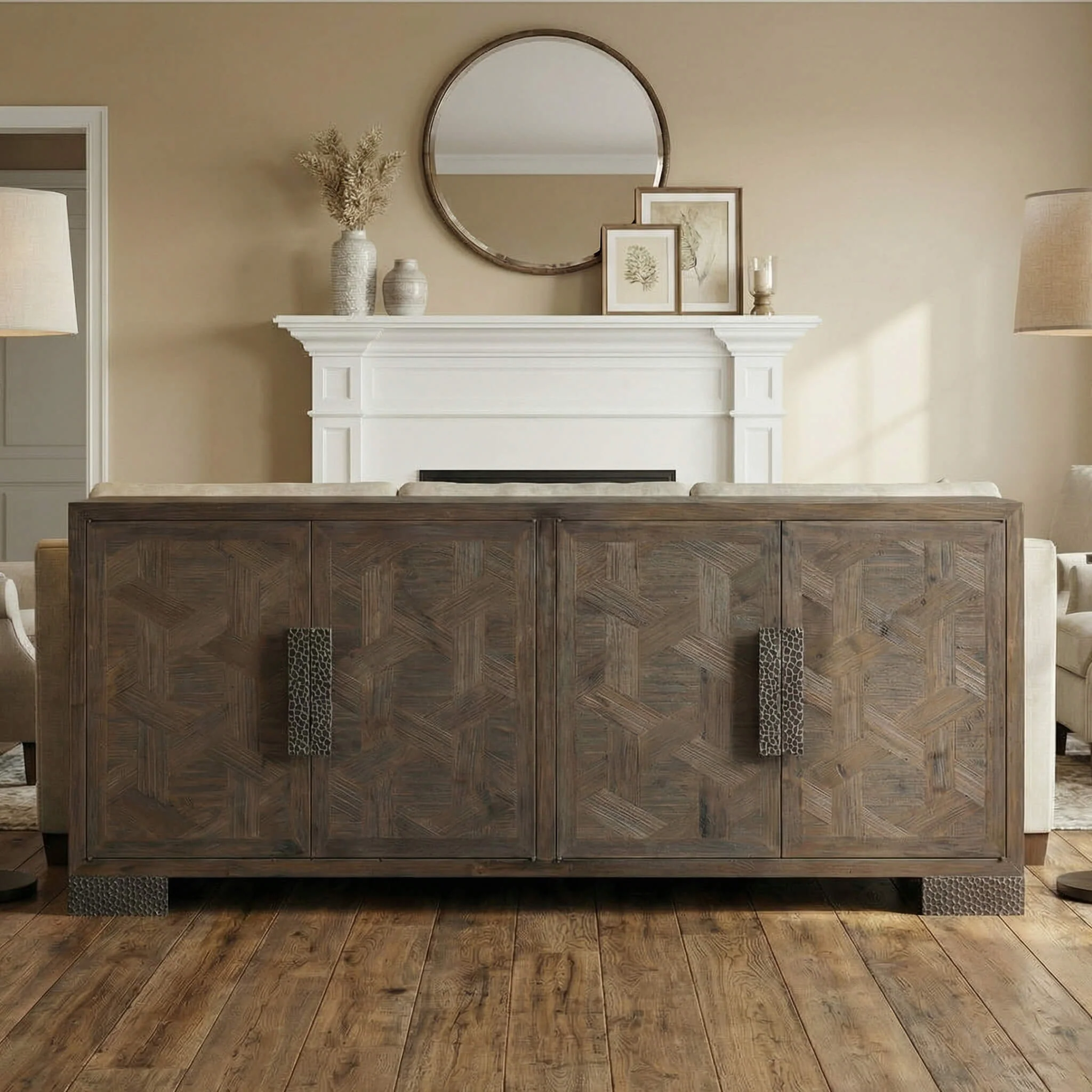 71'' Megan Reclaimed Fir Sideboard with Metal Handles