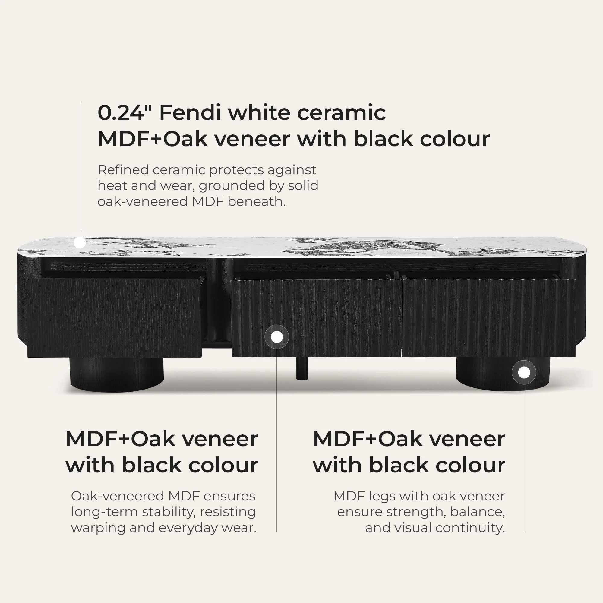 71" Rex Curved Fluted Wooden TV Stand with Drawer - Image 11