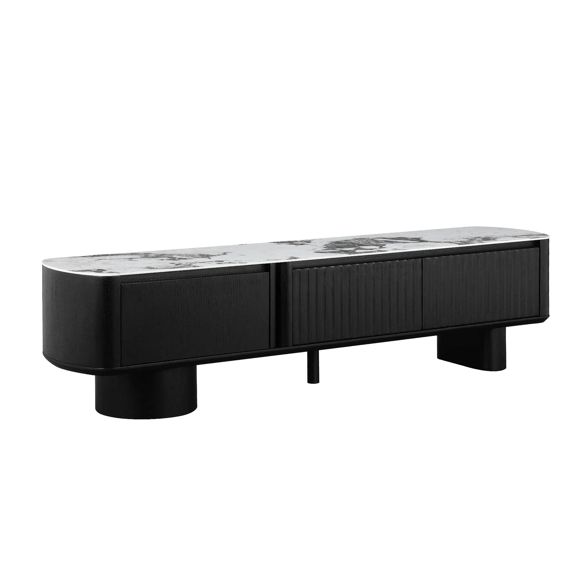 71" Rex Curved Fluted Wooden TV Stand with Drawer - Image 9