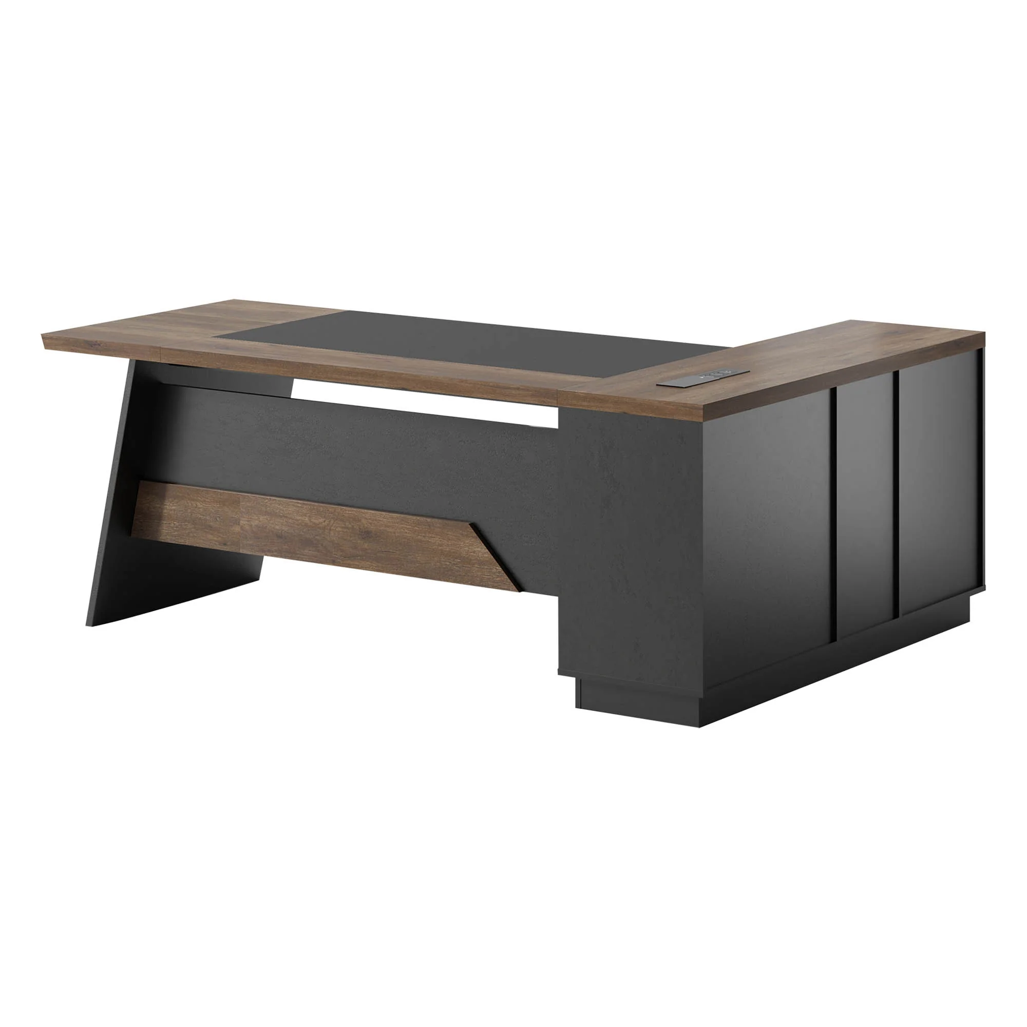 78" Larry L-Shaped Desk Table with File Storage Cabinets - Image 3