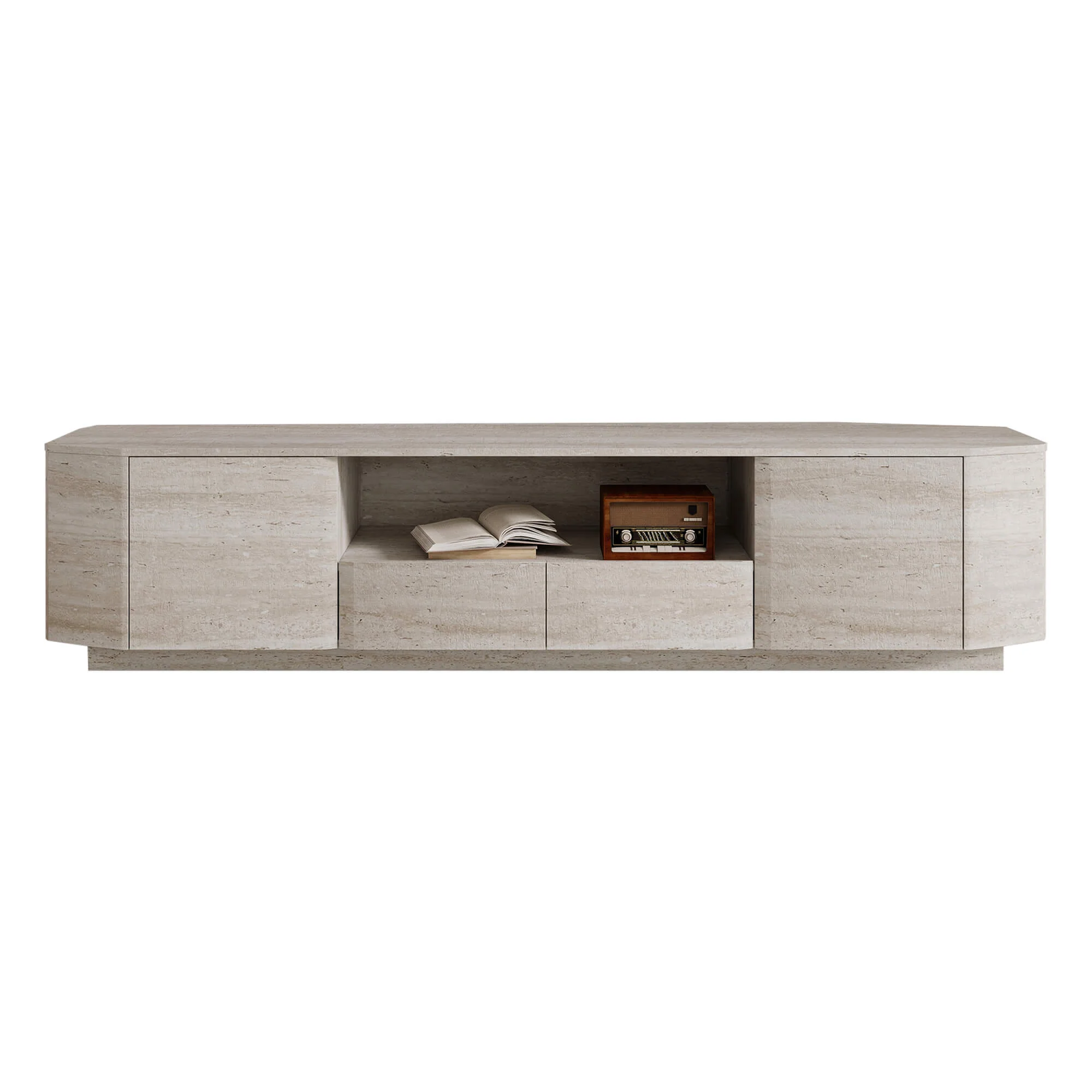 79" Aaron Modern Travertine Large-Capacity TV Console - Image 3