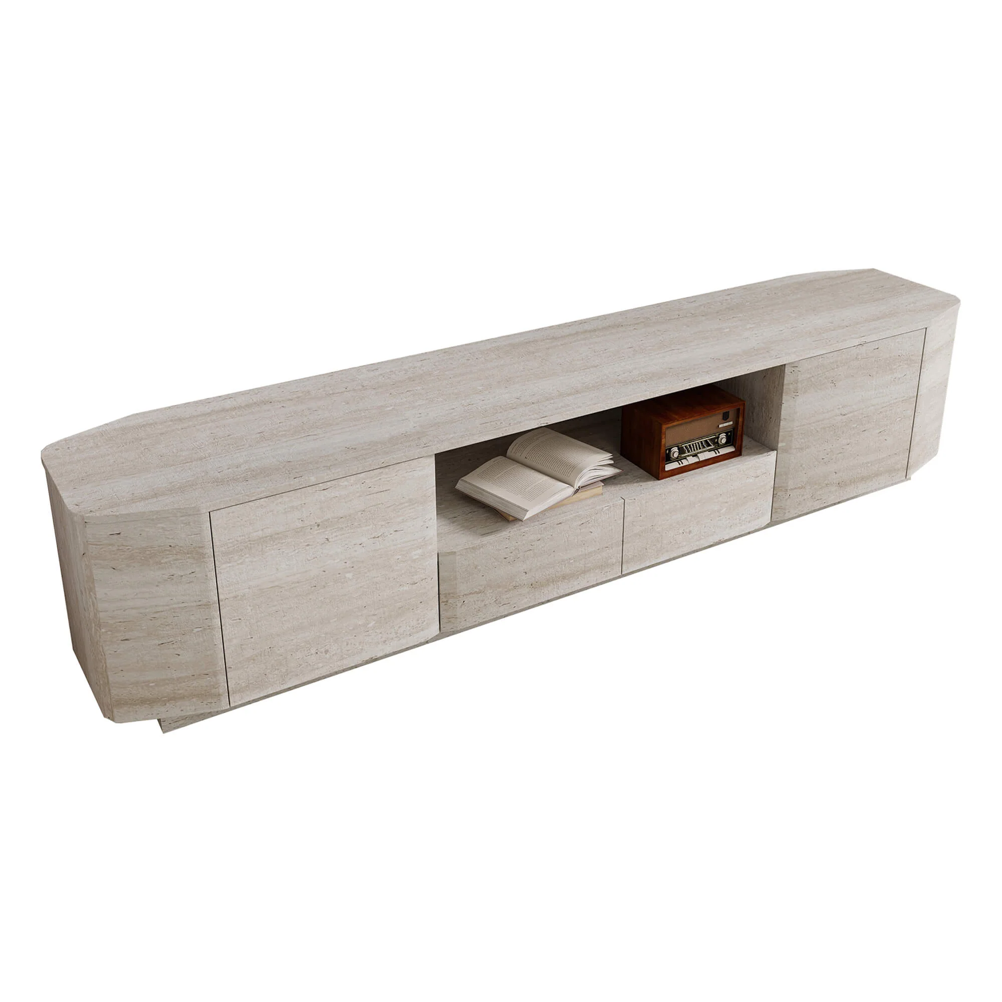 79" Aaron Modern Travertine Large-Capacity TV Console - Image 4