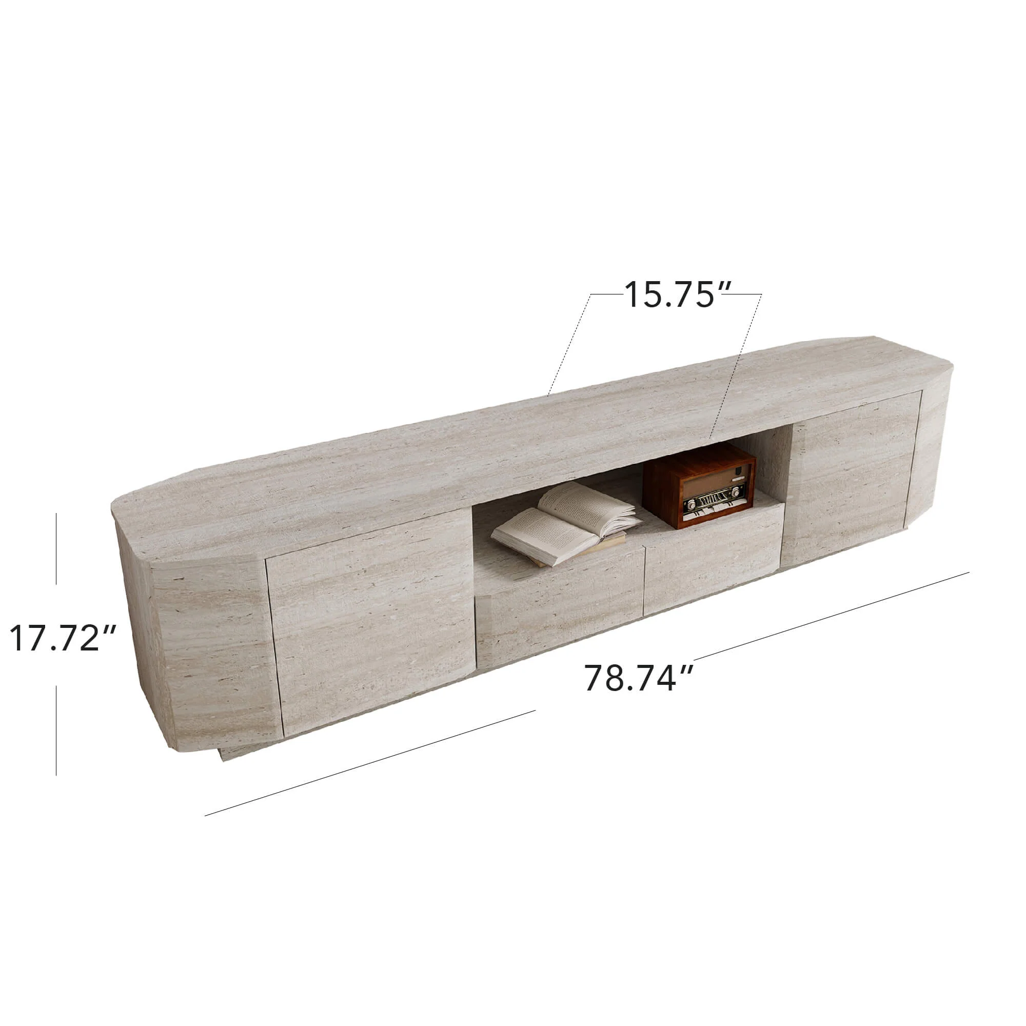 79" Aaron Modern Travertine Large-Capacity TV Console - Image 7