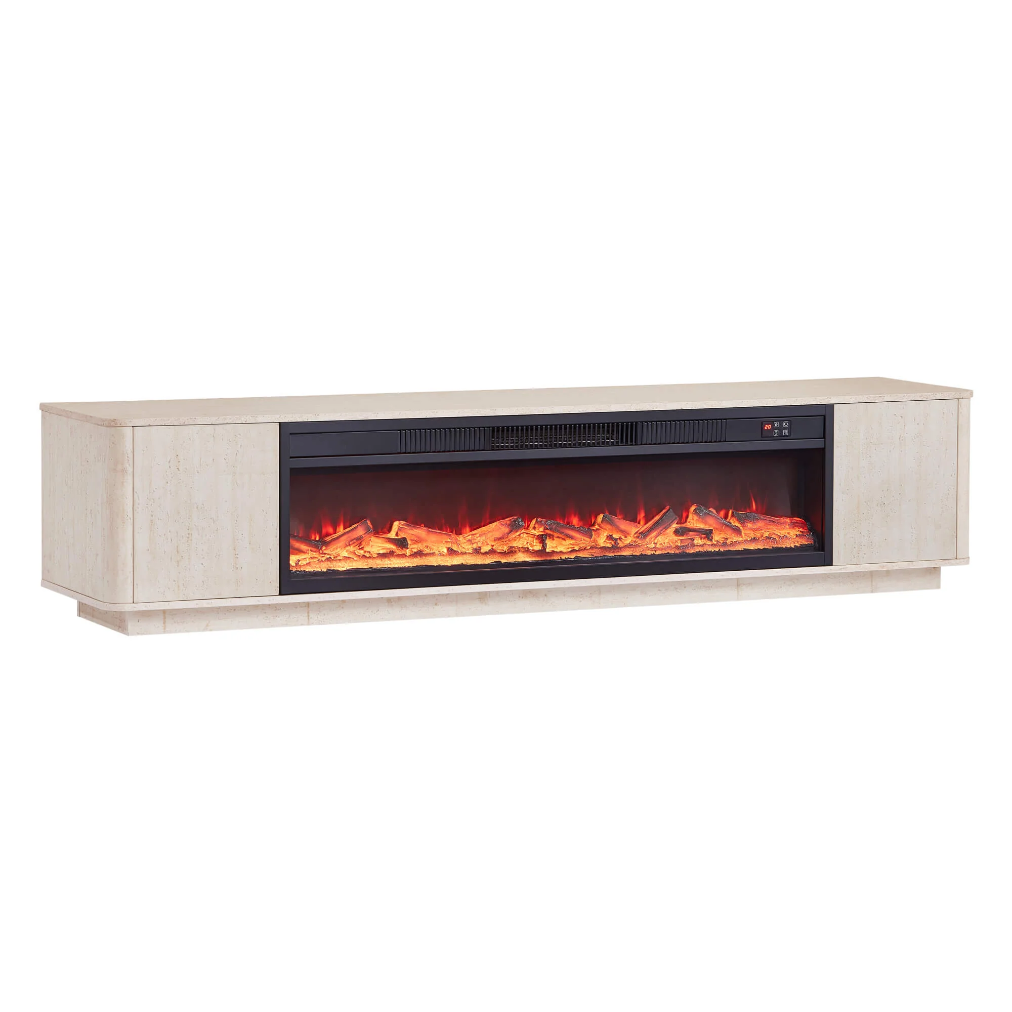 79" Aaron Travertine Electric Fireplace TV Stand - Image 3