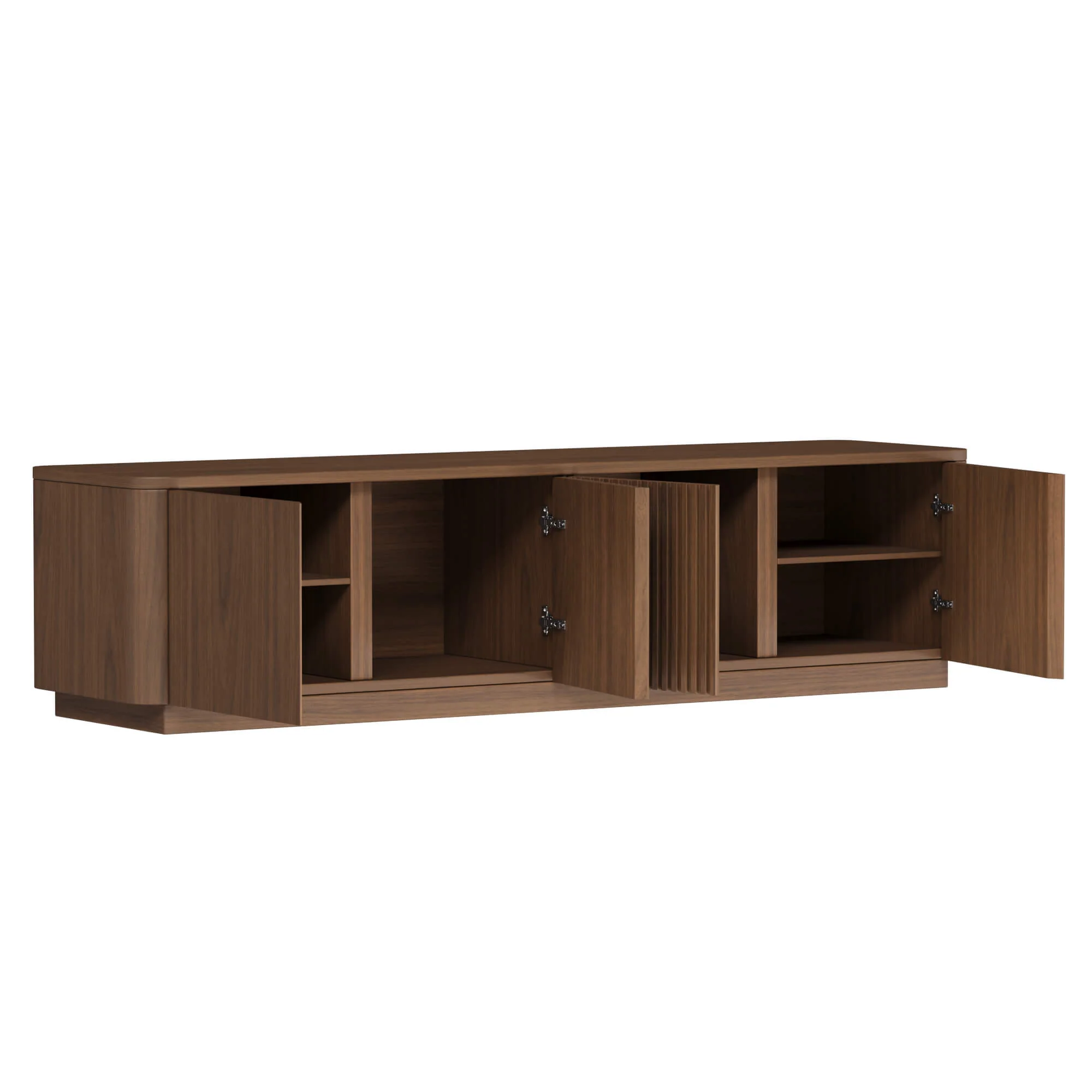 79" Coral Mid Century Fluted TV Stand with Four Doors - Image 9
