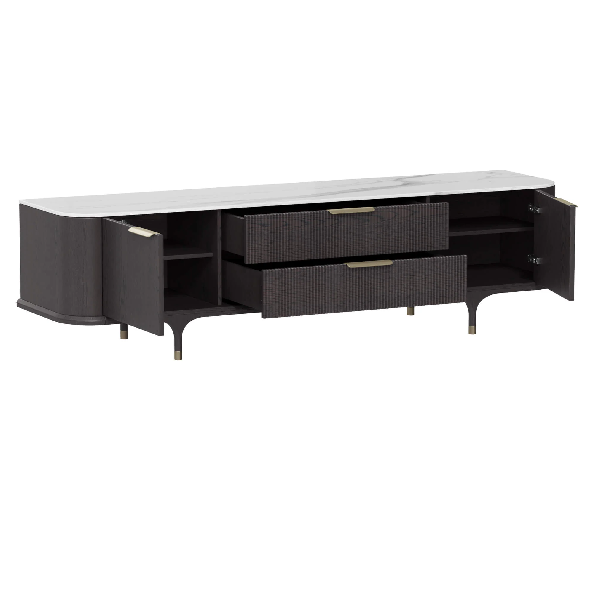 79" Irais Solid Wood TV Stand with Sintered Stone - Image 8
