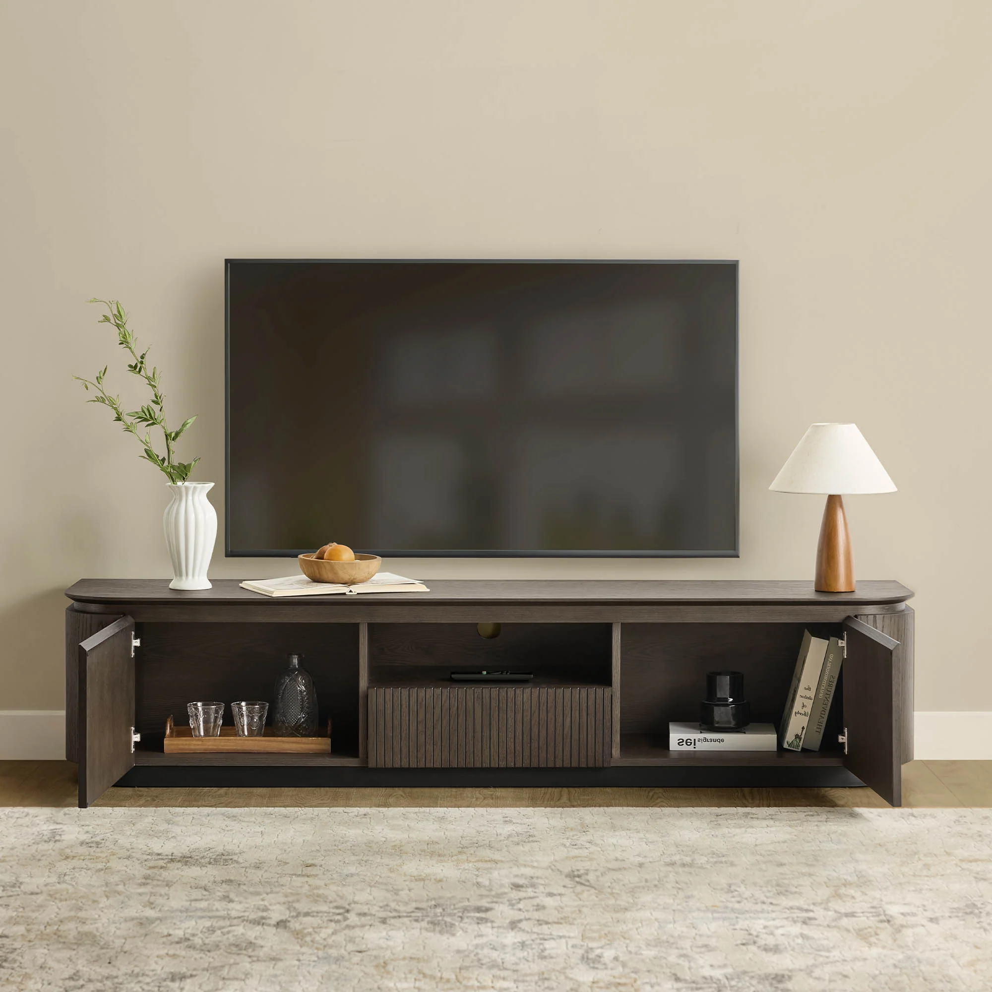 79" Moore Modern Wood TV Stand with Drawer - Image 3