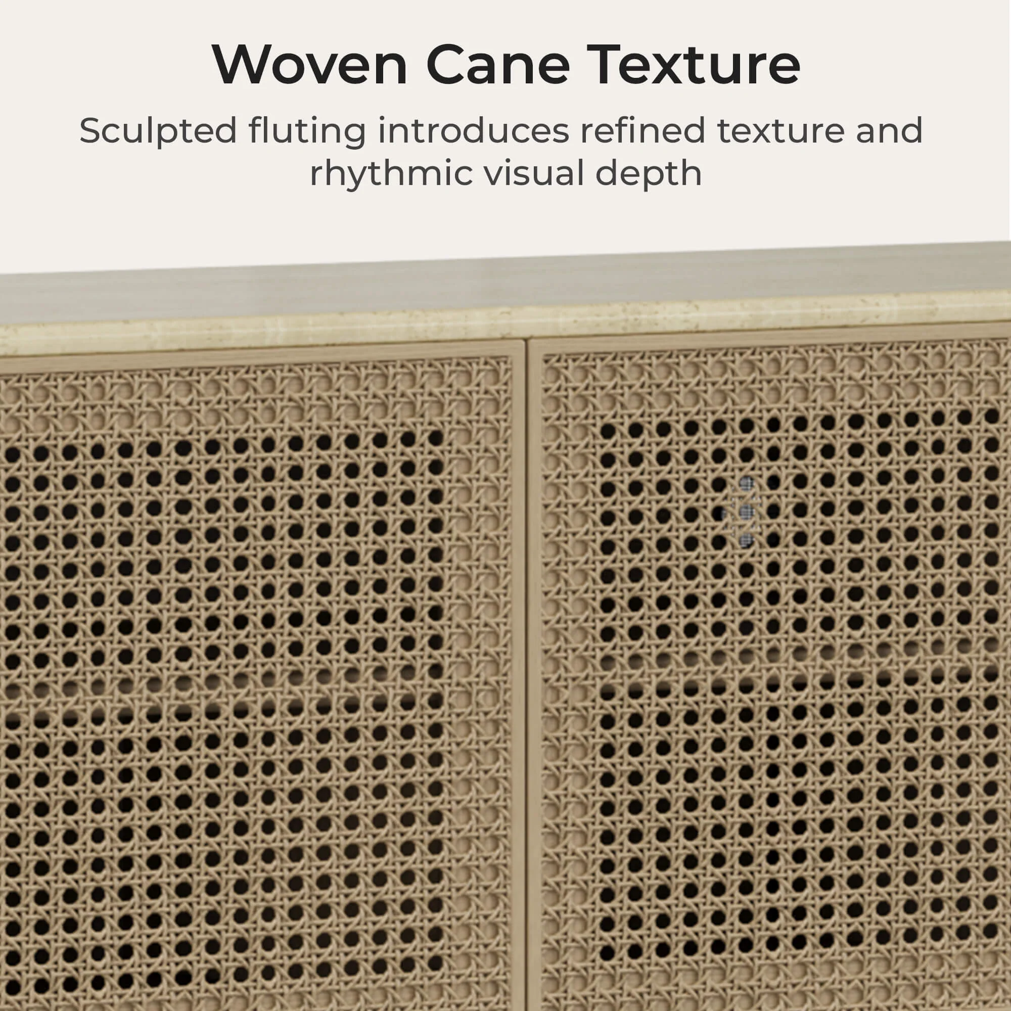 79" Renee Scandinavian Travertine TV Stand with Woven Rattan - Image 16