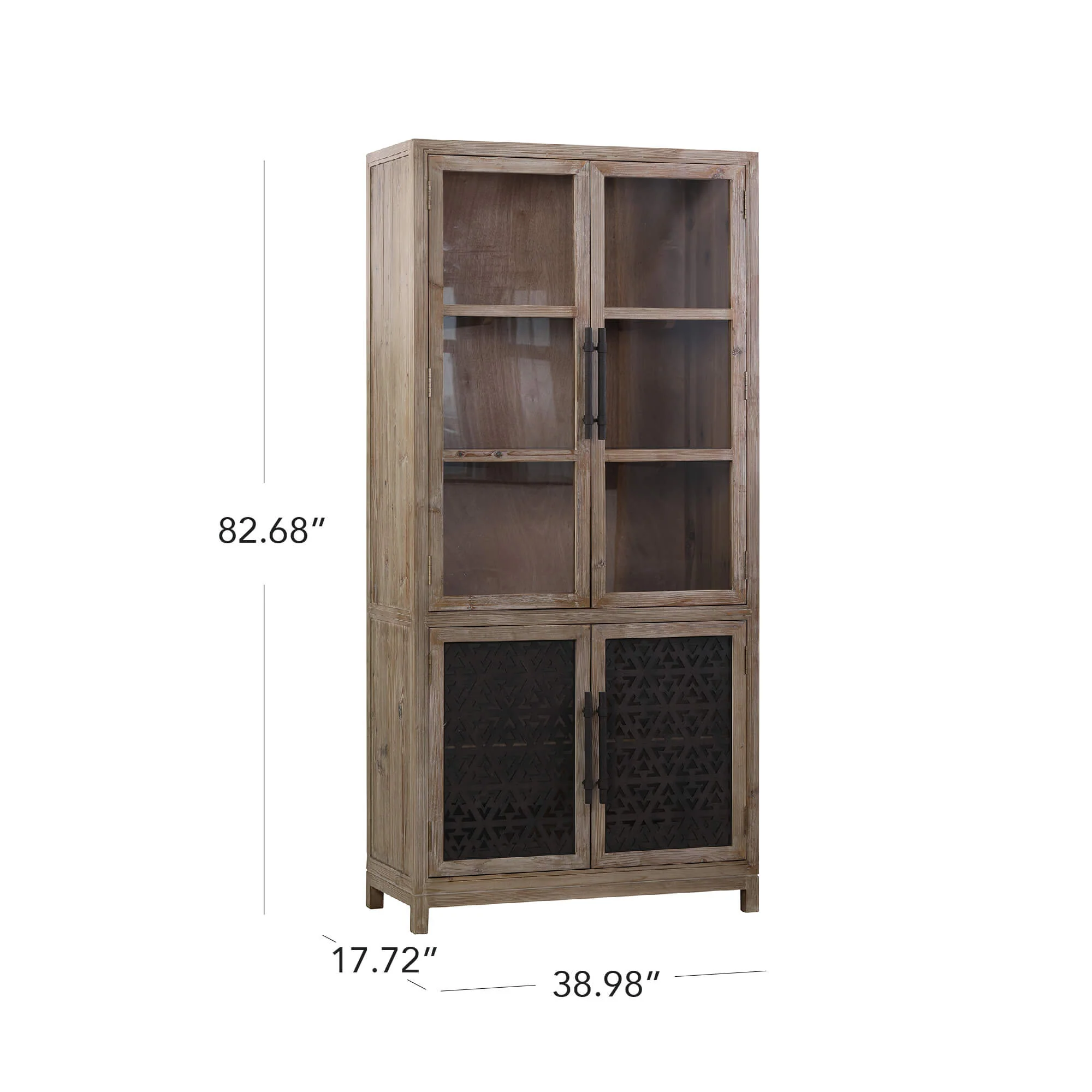 83'' Ethan Farmhouse Solid Wood Tall Display Cabinet Sideboard - Image 8