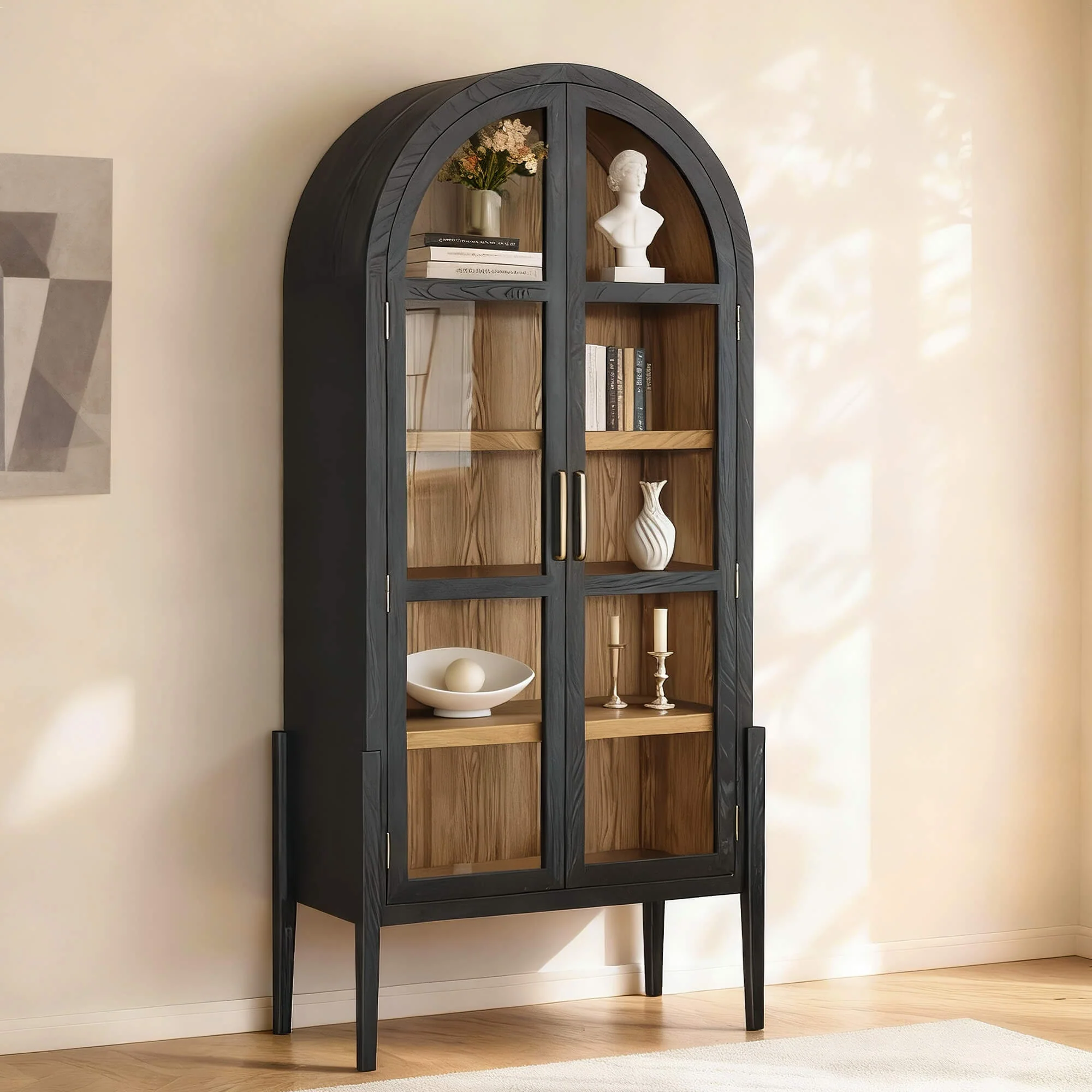 83" Kyle Solid Wood Arched Tall Cabinet Sideboard - Image 2