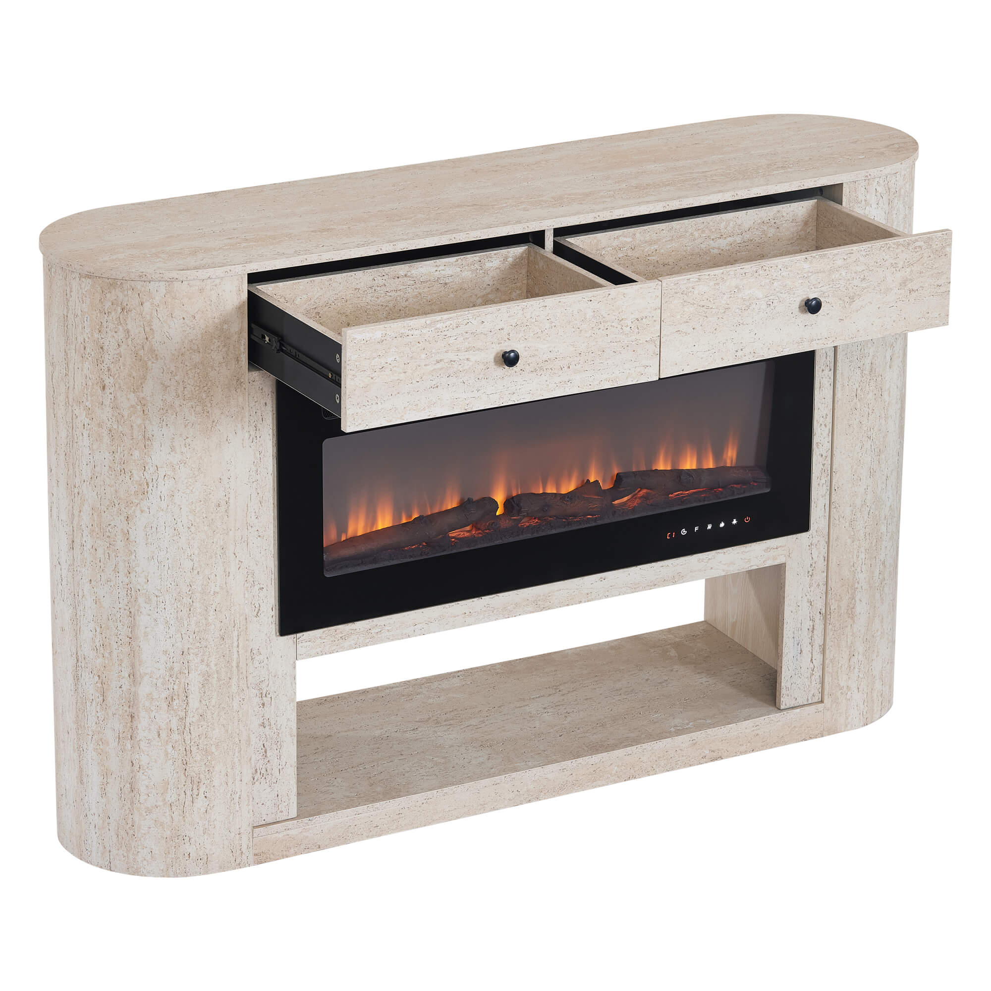 63" Aaron Travertine Electric Fireplace Sideboard - Image 10