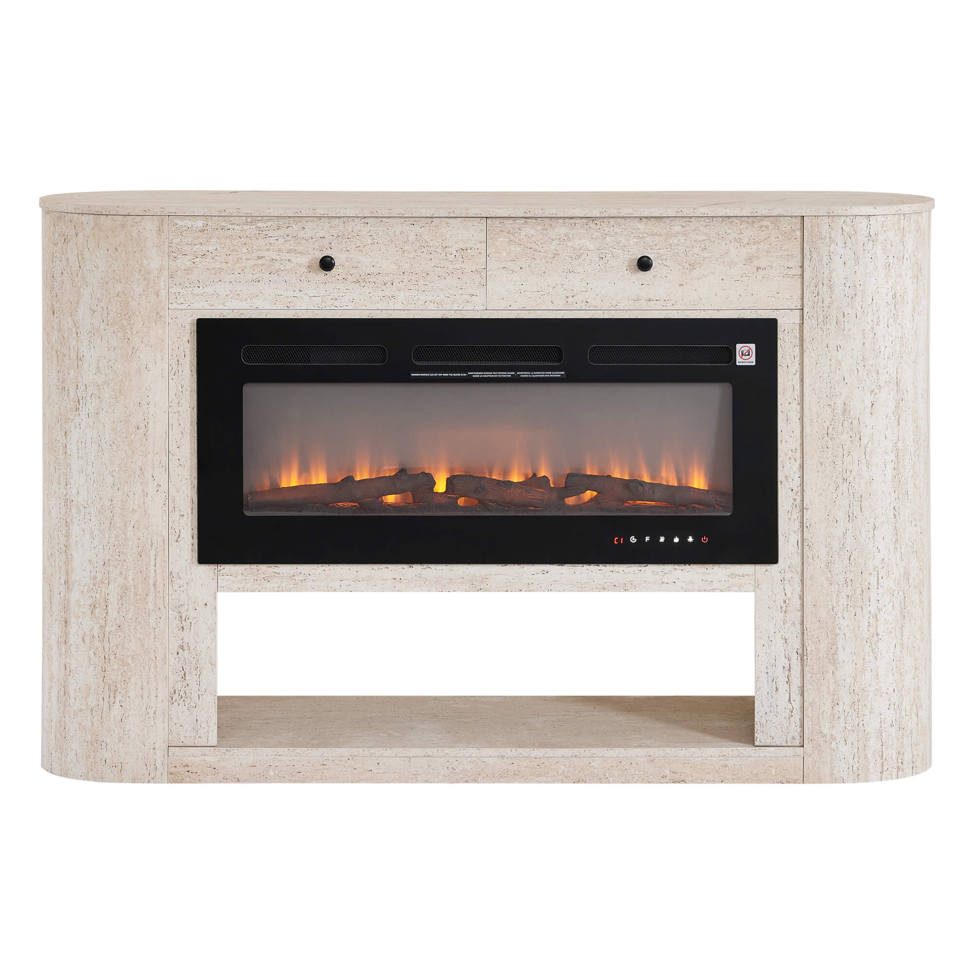 63" Aaron Travertine Electric Fireplace Sideboard - Image 2